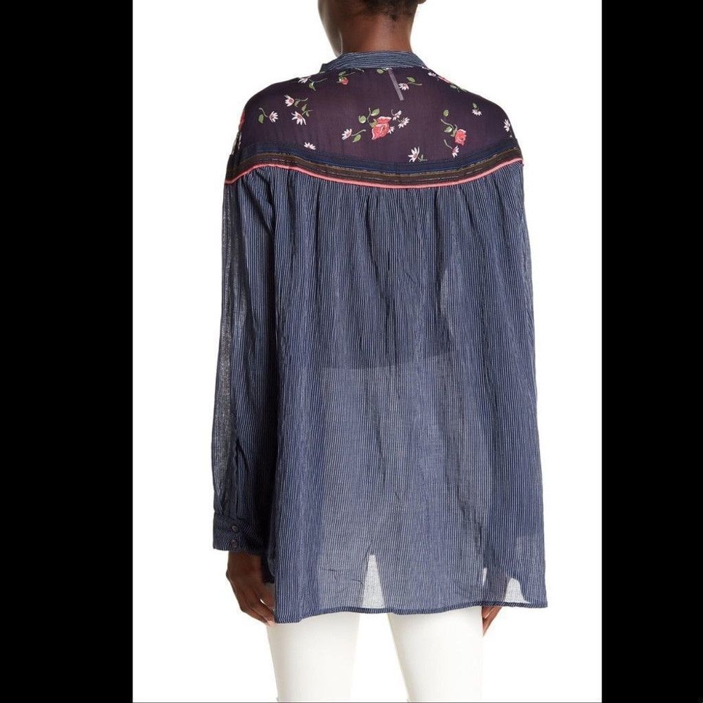 Free People FREE People Blue Hearts and Color Tunic Boho Blouse XS Size XS / US 0-2 / IT 36-38 - 4 Thumbnail