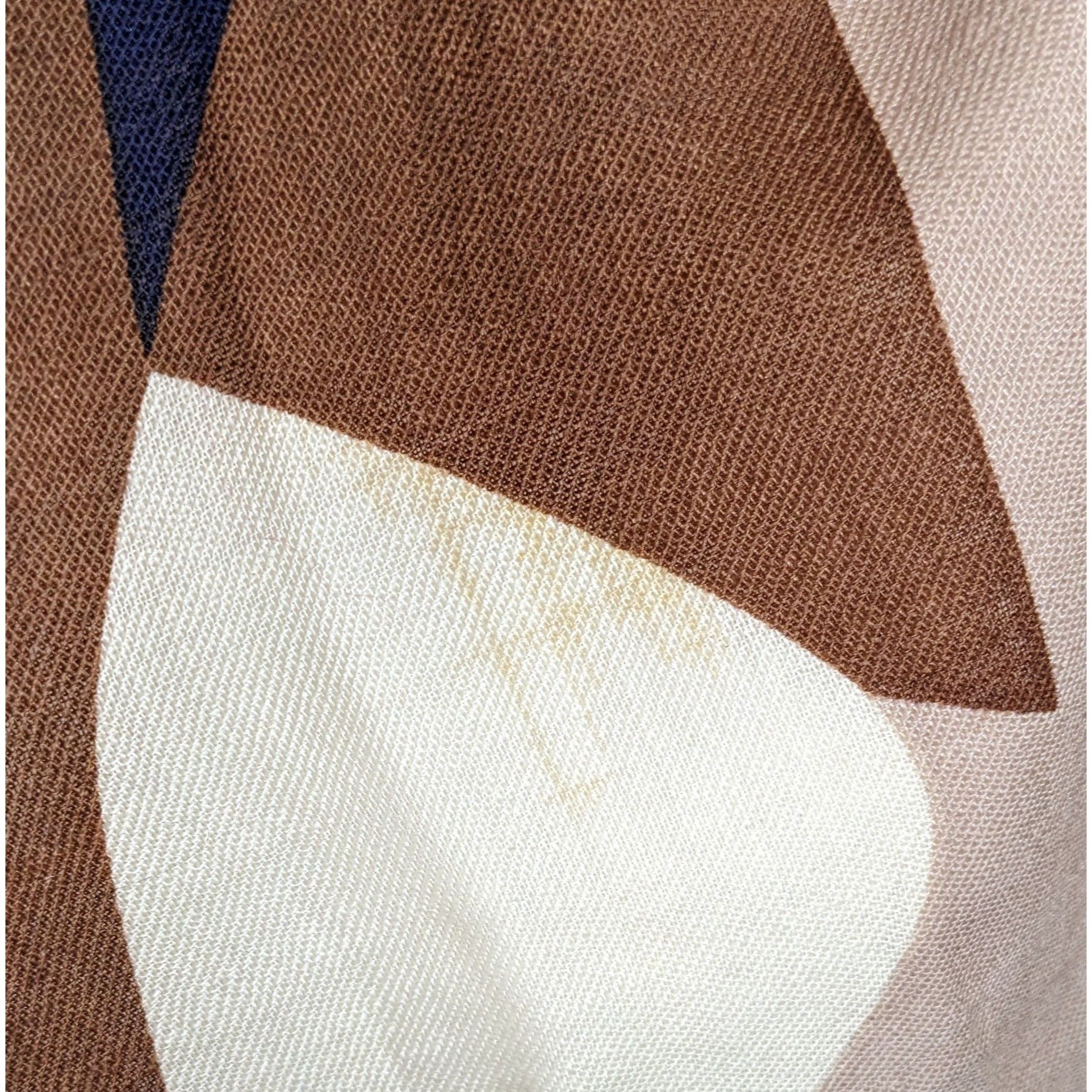 Other Vintage 70s Brown And Blue Abstract Geometric Scarf Size ONE SIZE - 8 Thumbnail