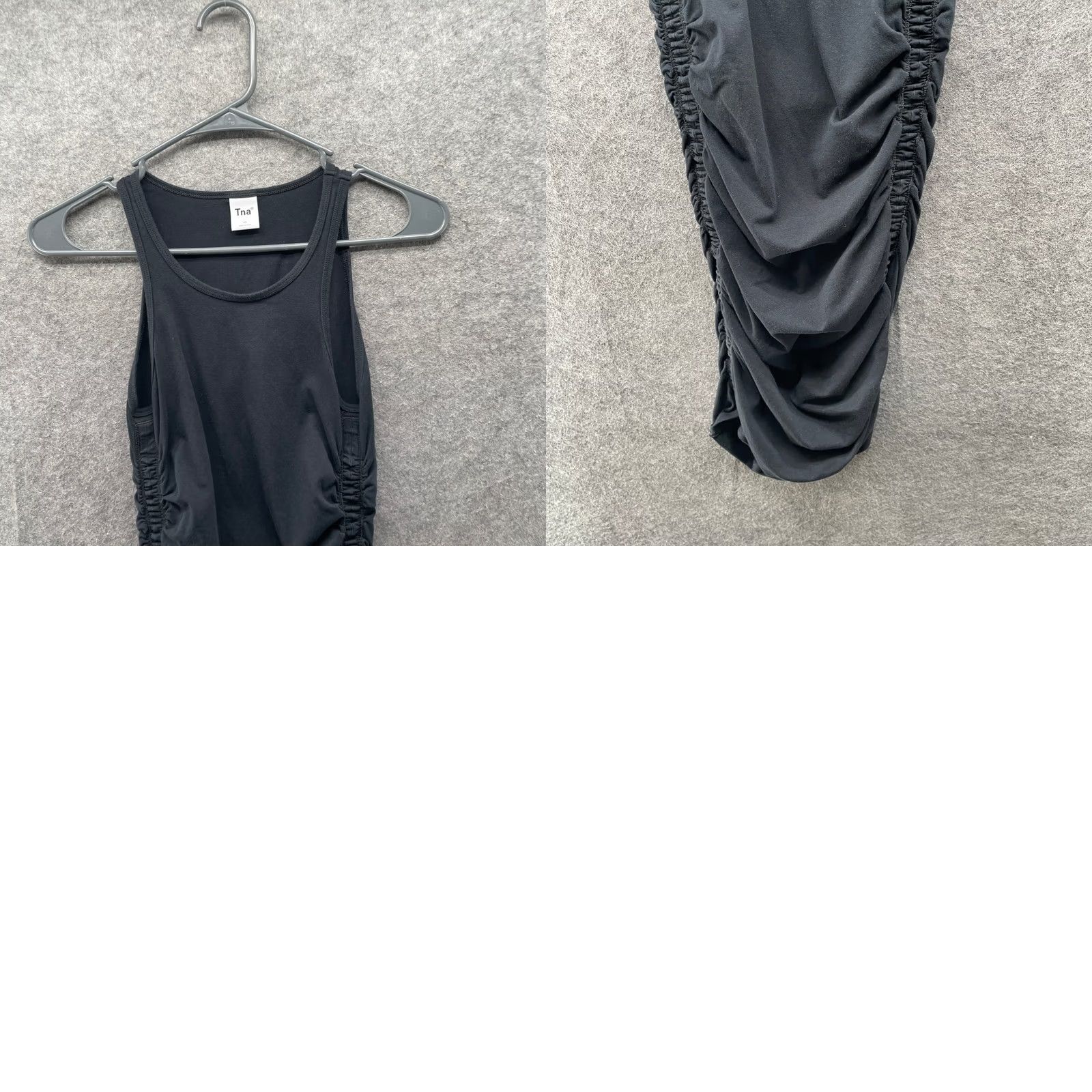 TNA Aritzia Tna Shoreline Ruched Mini Dress Womens XS Black Bodycon Tank Tunic Size XS / US 0-2 / IT 36-38 - 8 Thumbnail