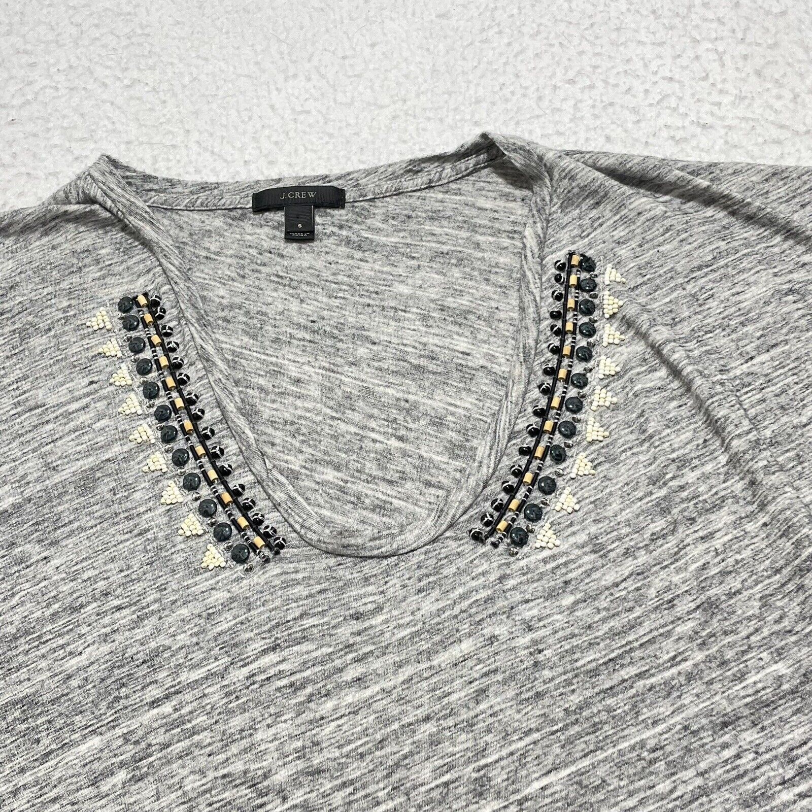 J.Crew J. Crew Short Sleeve Scoop Neck Tee Heather Gray Beaded Size S / US 4 / IT 40 - 5 Thumbnail