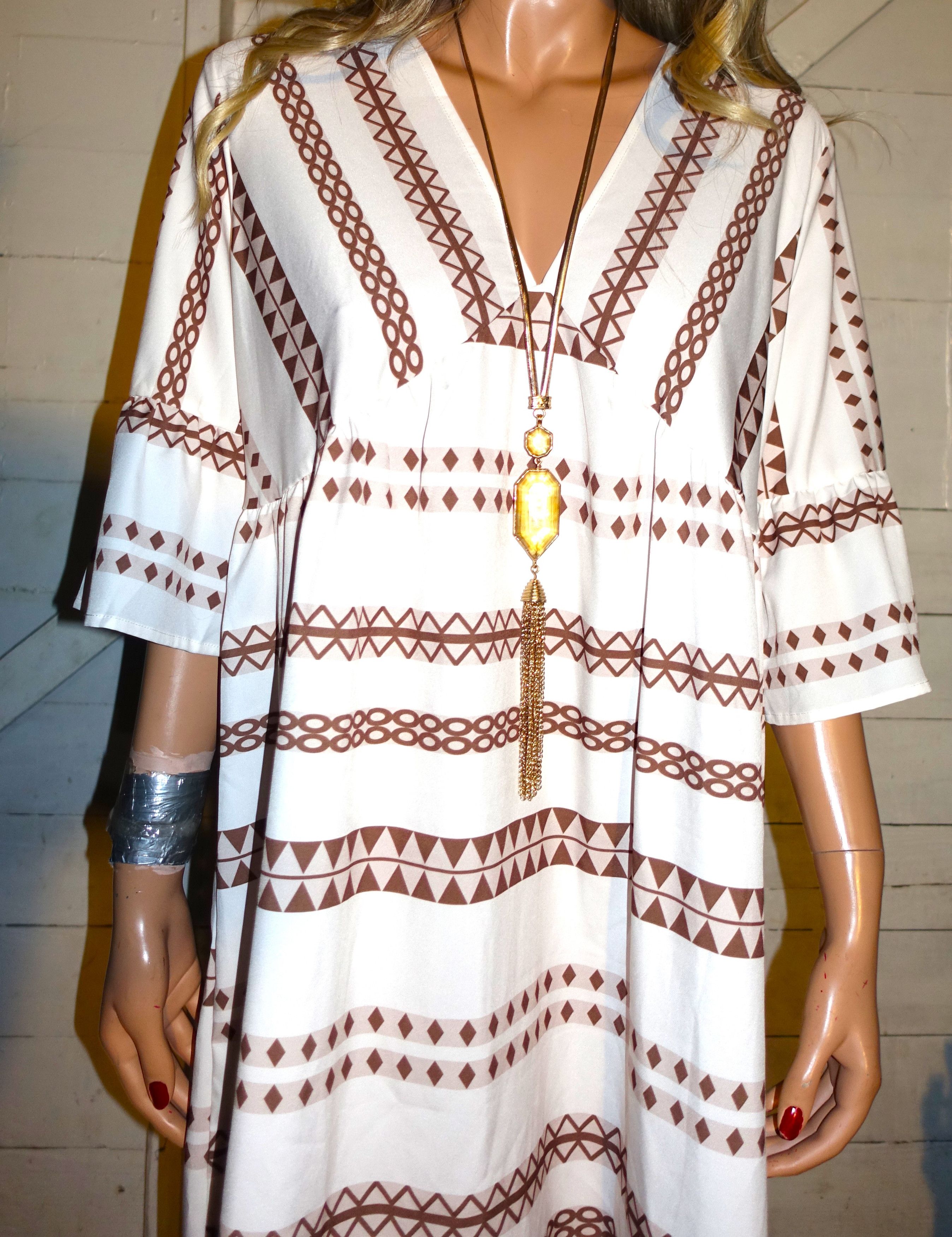 Other Cupshe Brown Beige Boho Dress L NWT Size L / US 10 / IT 46 - 2 Thumbnail