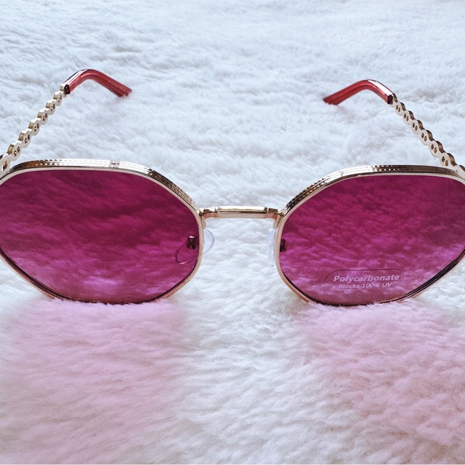 Other Phoebe Dark Pink Geometric Sunglasses Size ONE SIZE - 8 Thumbnail