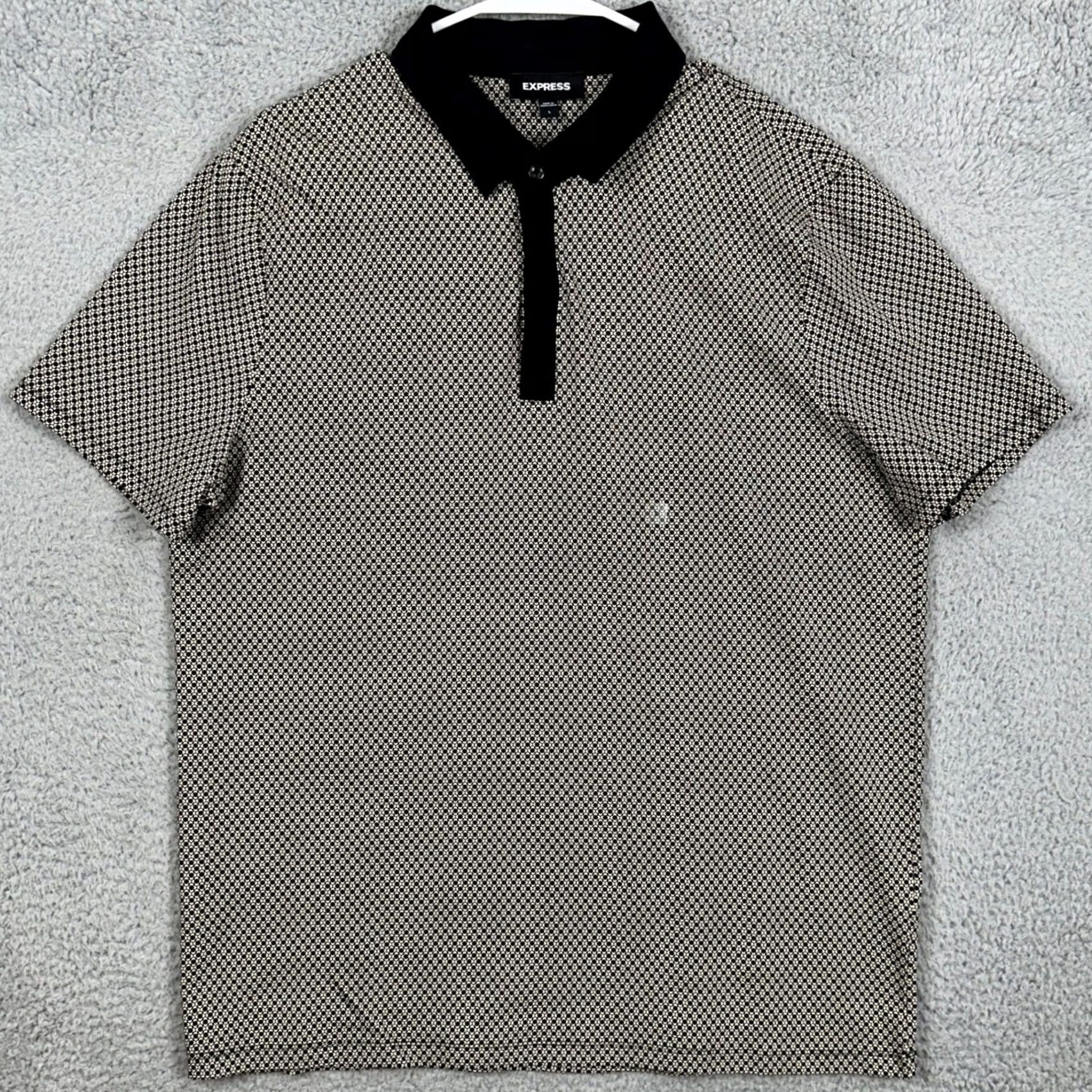 Express Express Polo Shirt Mens Large Black Tan Geometric Short Sleeve Stretch Rugby NEW Size US L / EU 52-54 / 3 - 3 Thumbnail