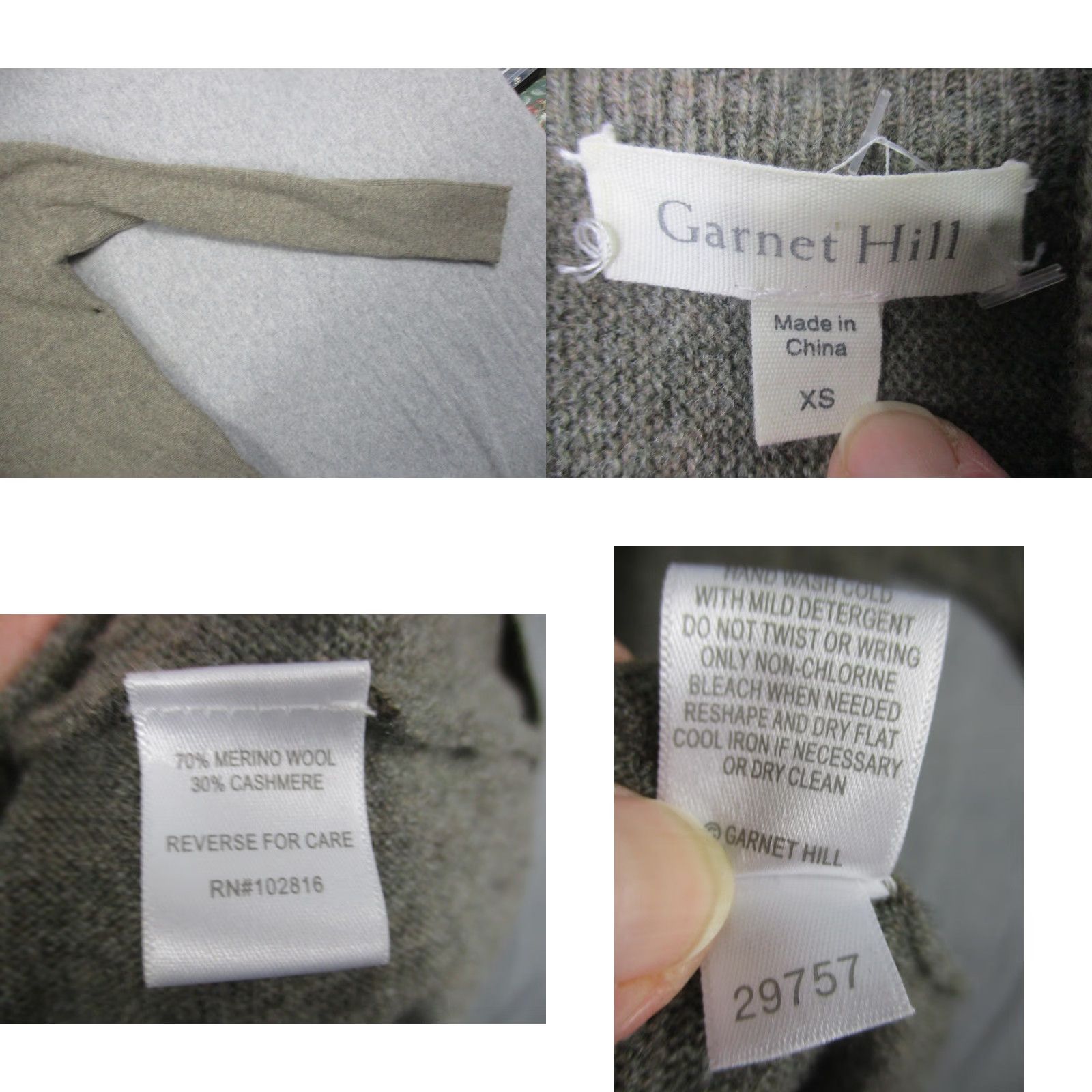 Vintage Garnet Hill Sweater Womens XS Beige Turtleneck Tunic Pockets Merino Cashmere Wool Blend Knit Long Sleeve Regular Size XS / US 0-2 / IT 36-38 - 8 Thumbnail