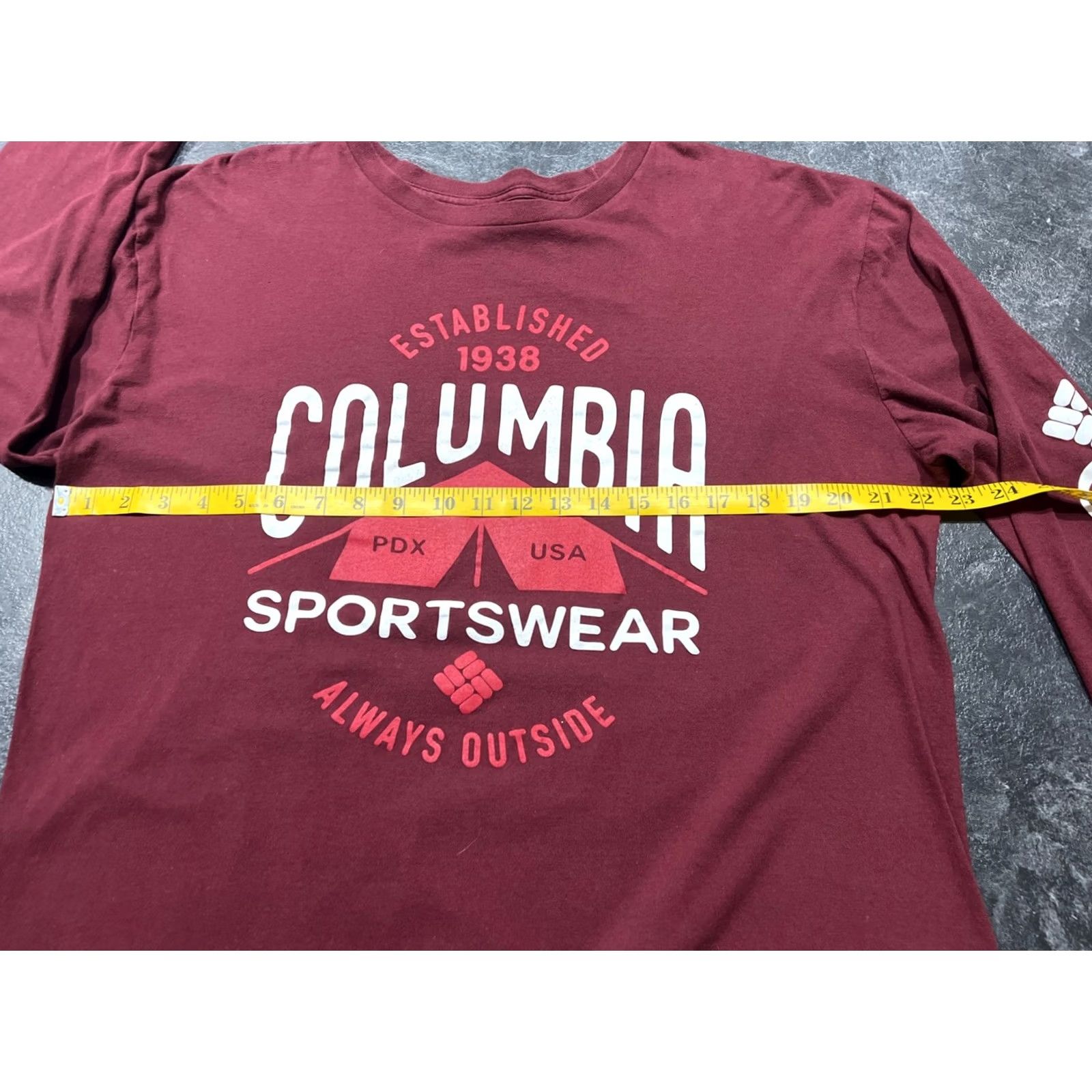 Spell Columbia Mens Graphic T-Shirt Long Sleeve Crew Neck XL Red Jersey Cotton Logo Size US XL / EU 56 / 4 - 5 Thumbnail