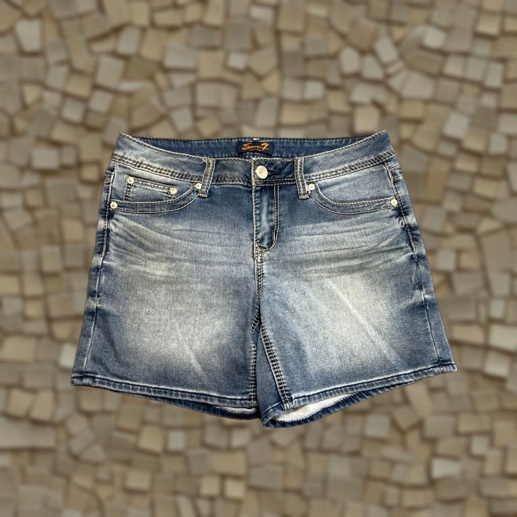 Vintage Seven7 Shorts Women Size 8 Blue Denim Pockets Cut-Off Modern Womens Size 30" / US 8 / IT 44 - 1 Thumbnail