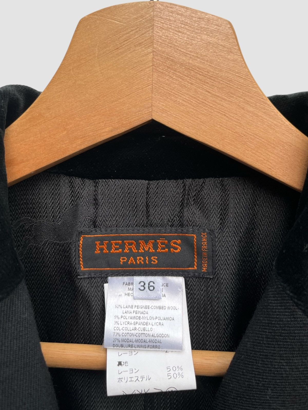 Hermes Hermes Paris Cotton Modal Blend Collar Tailored Jacket Size XS / US 0-2 / IT 36-38 - 14 Thumbnail