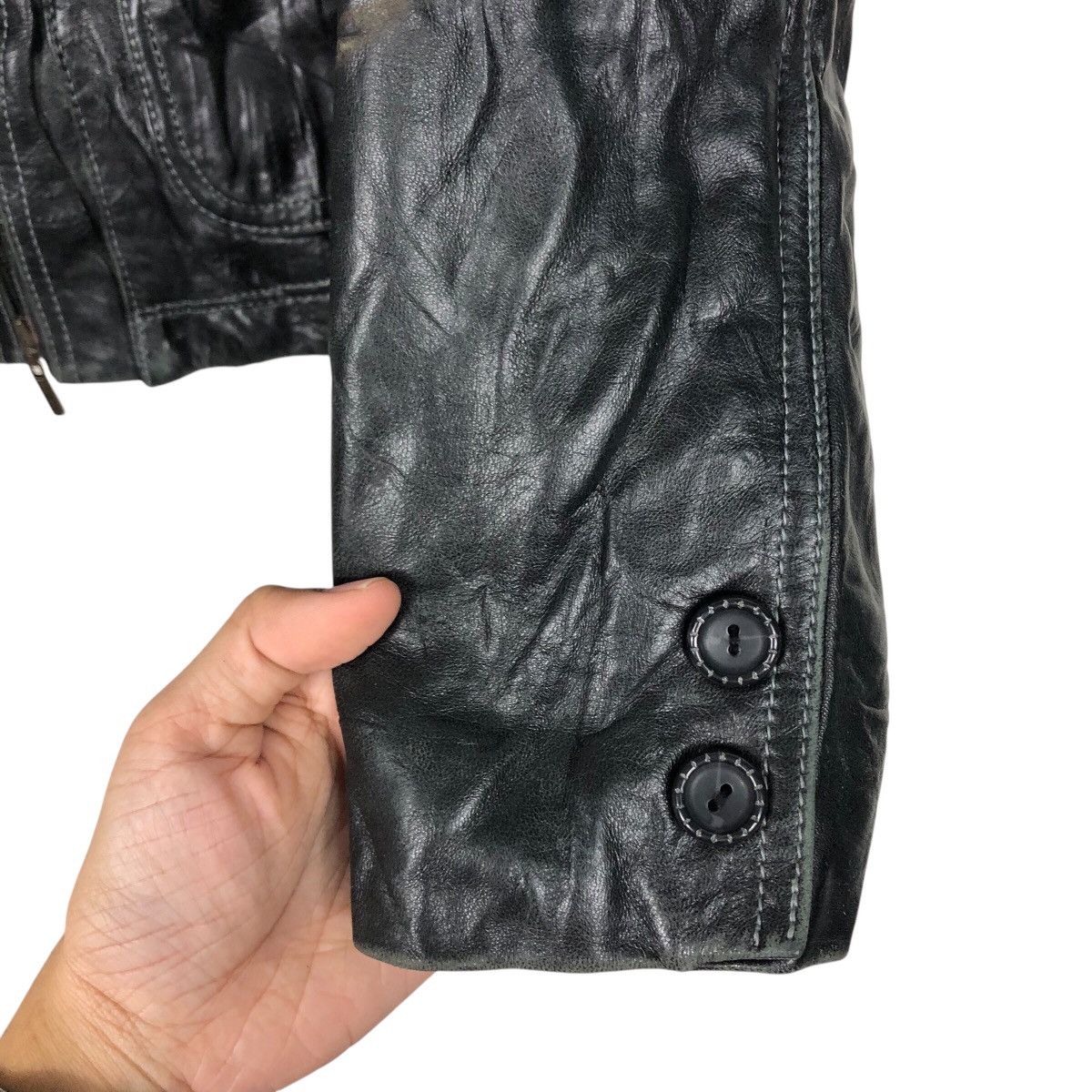 Japanese Brand Cropped Biker Leather Jacket Nouvo Nouvo Issey Miyake Size US S / EU 44-46 / 1 - 15 Thumbnail