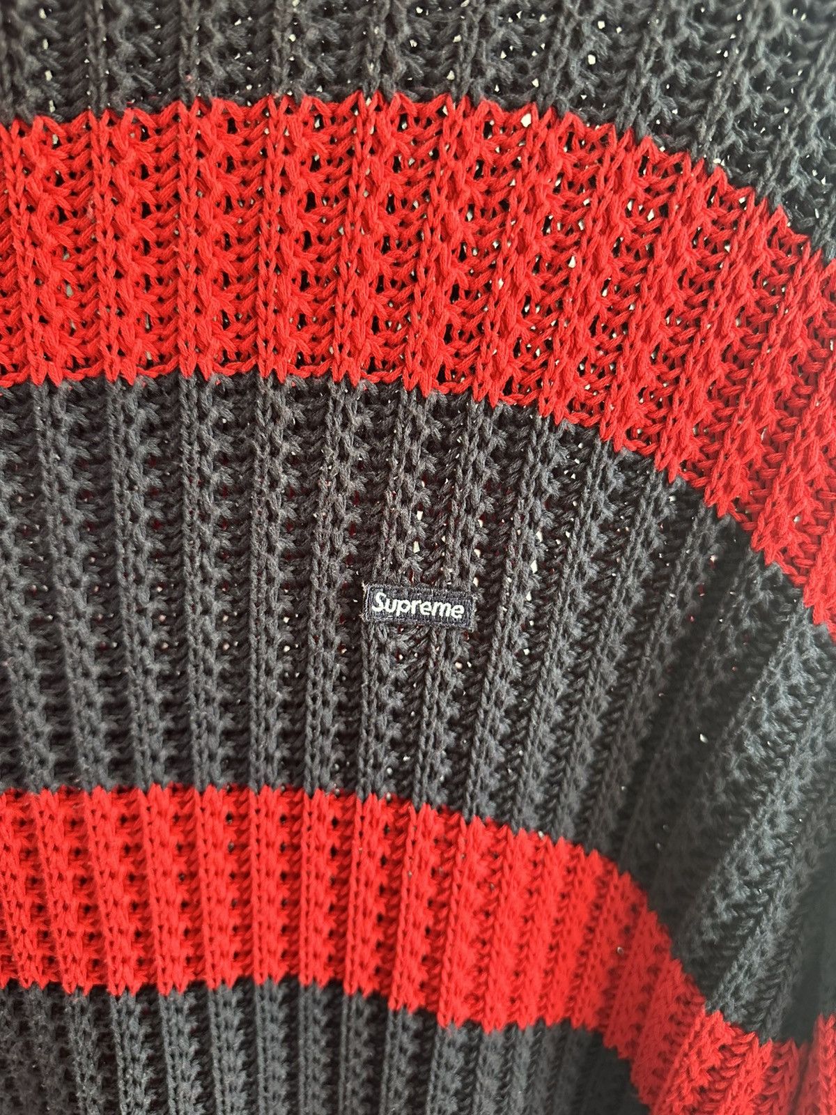 Supreme Supreme Loose Gauge Stripe Small Box Sweater Navy Size US M / EU 48-50 / 2 - 3 Thumbnail