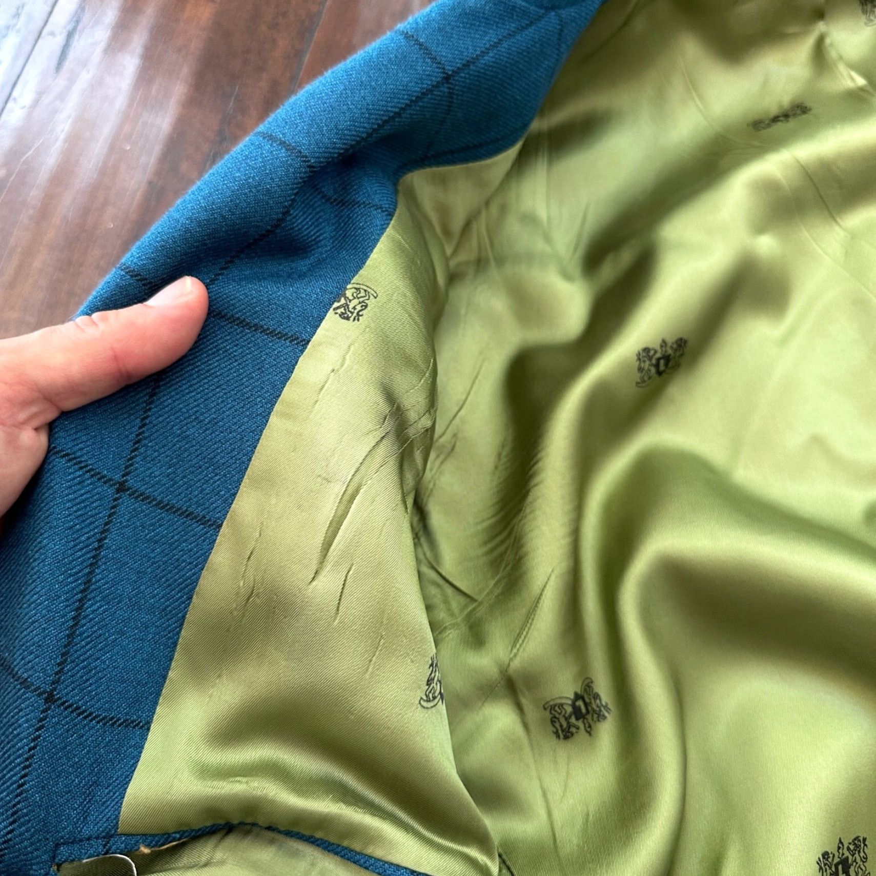 Vintage VINTAGE 1970s Blue Wool Suit Jacket Sportcoat 42 Regular Rockabilly Mens Size 42R - 6 Thumbnail