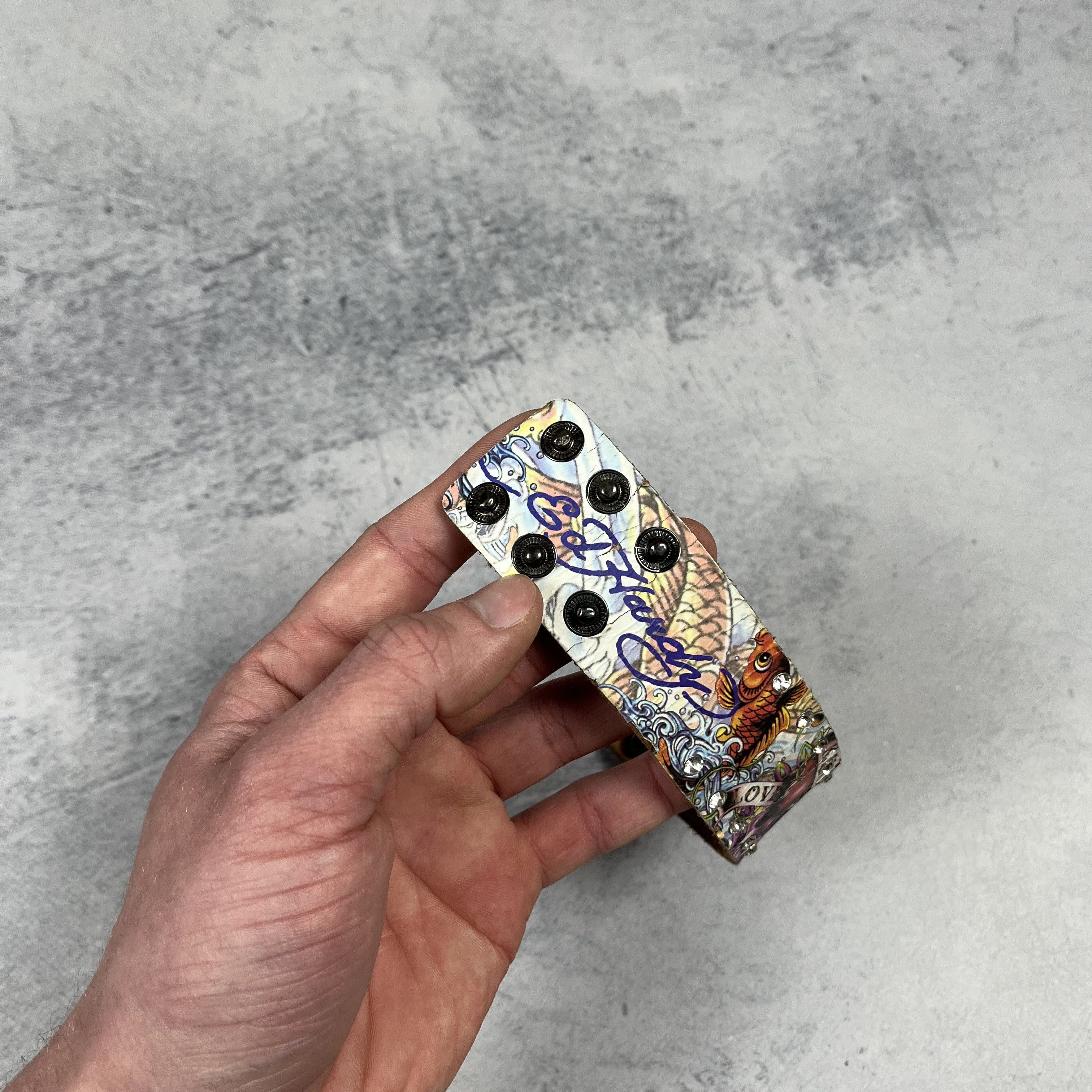 Ed Hardy Vintage Ed Hardy Y2K Tattoo Skulls Leather Bracelet 00’s Size ONE SIZE - 3 Thumbnail