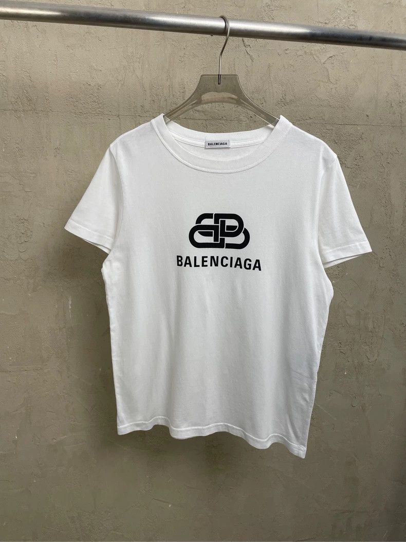 Balenciaga Balenciaga White Double B Lock Small Logo Short Sleeve T-Sh Size US M / EU 48-50 / 2 - 1 Thumbnail