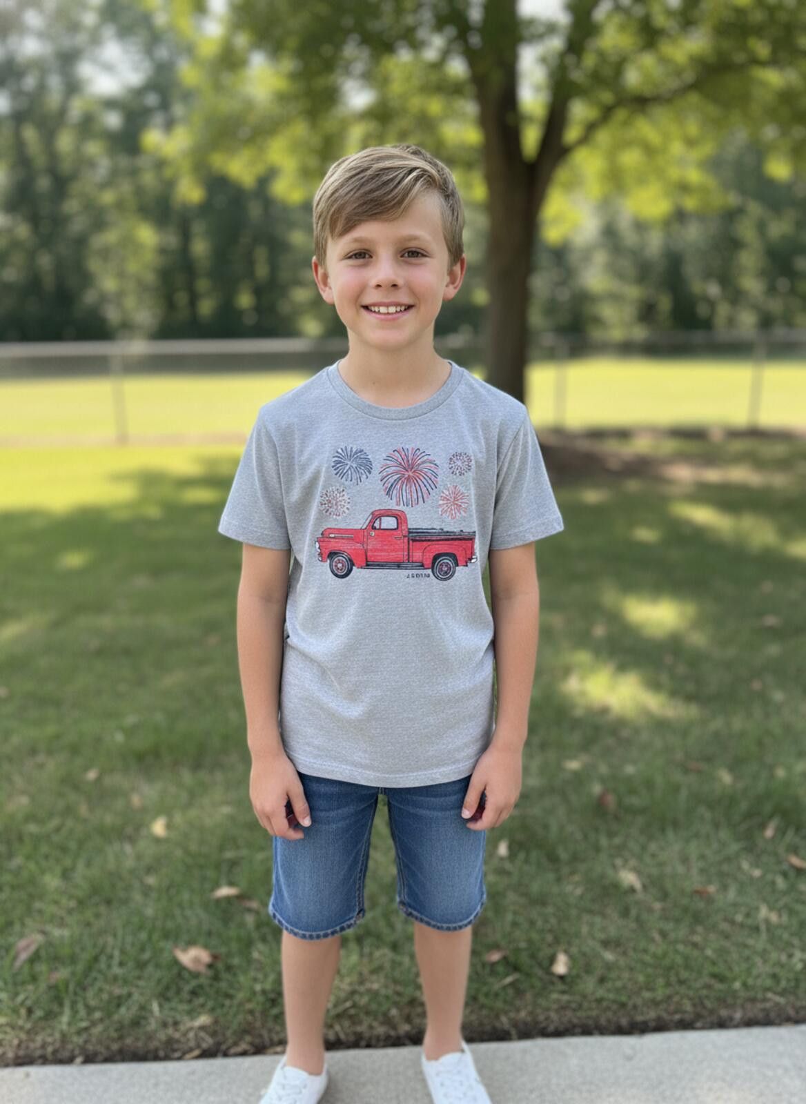 Other crewcuts Gray T-Shirt with Red Truck Fireworks Graphic 10/12 Size US XXS / EU 40 - 1 Thumbnail