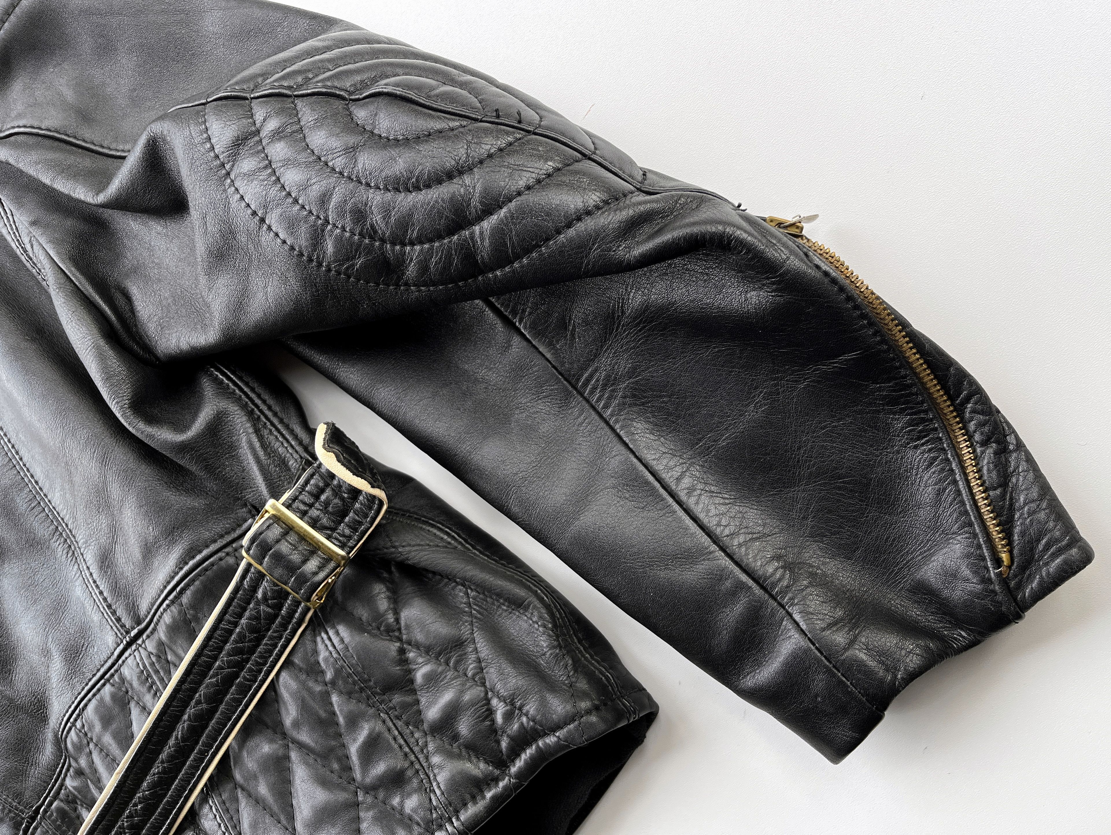 Vintage German Motorcycle Leather Jacket 1960's Size US L / EU 52-54 / 3 - 14 Thumbnail