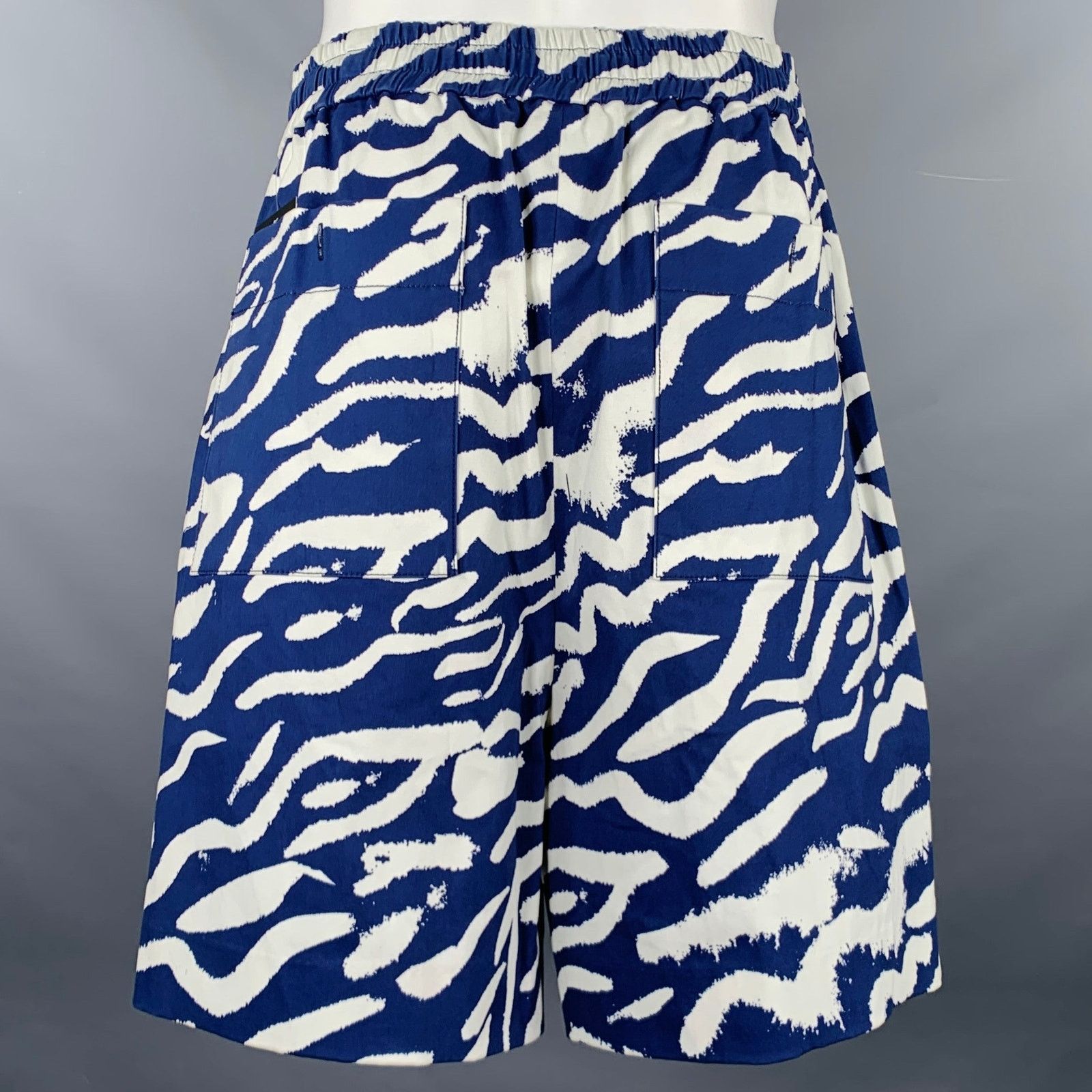 Prabal Gurung PRABAL GURUNG Size M Blue White Lines Graphic Bermuda Shorts Size US 31 - 3 Thumbnail