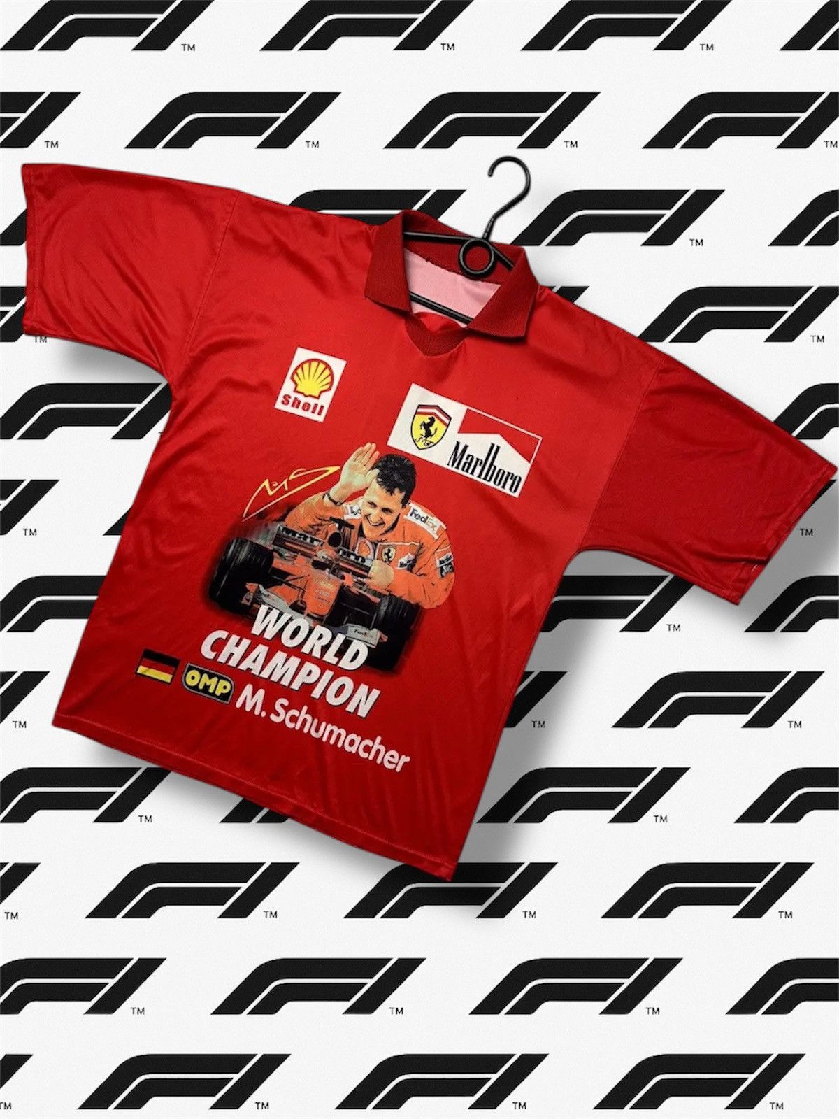 Ferrari Vintage Ferrari racing polo jersey Schumacher print jersey Size US S / EU 44-46 / 1 - 1 Thumbnail