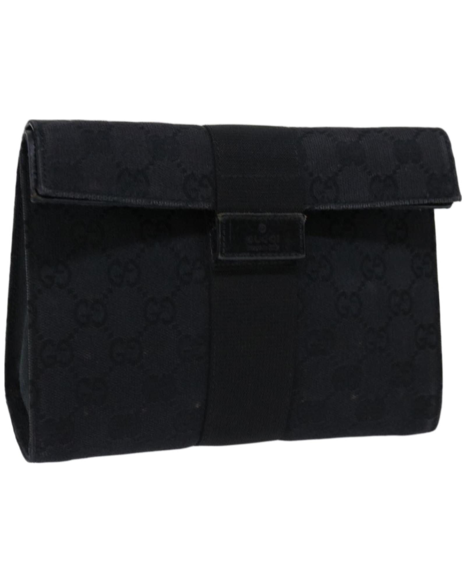 image of Gucci Timeless GG Canvas Clutch With Italian Craftsmanship in Black, Women's