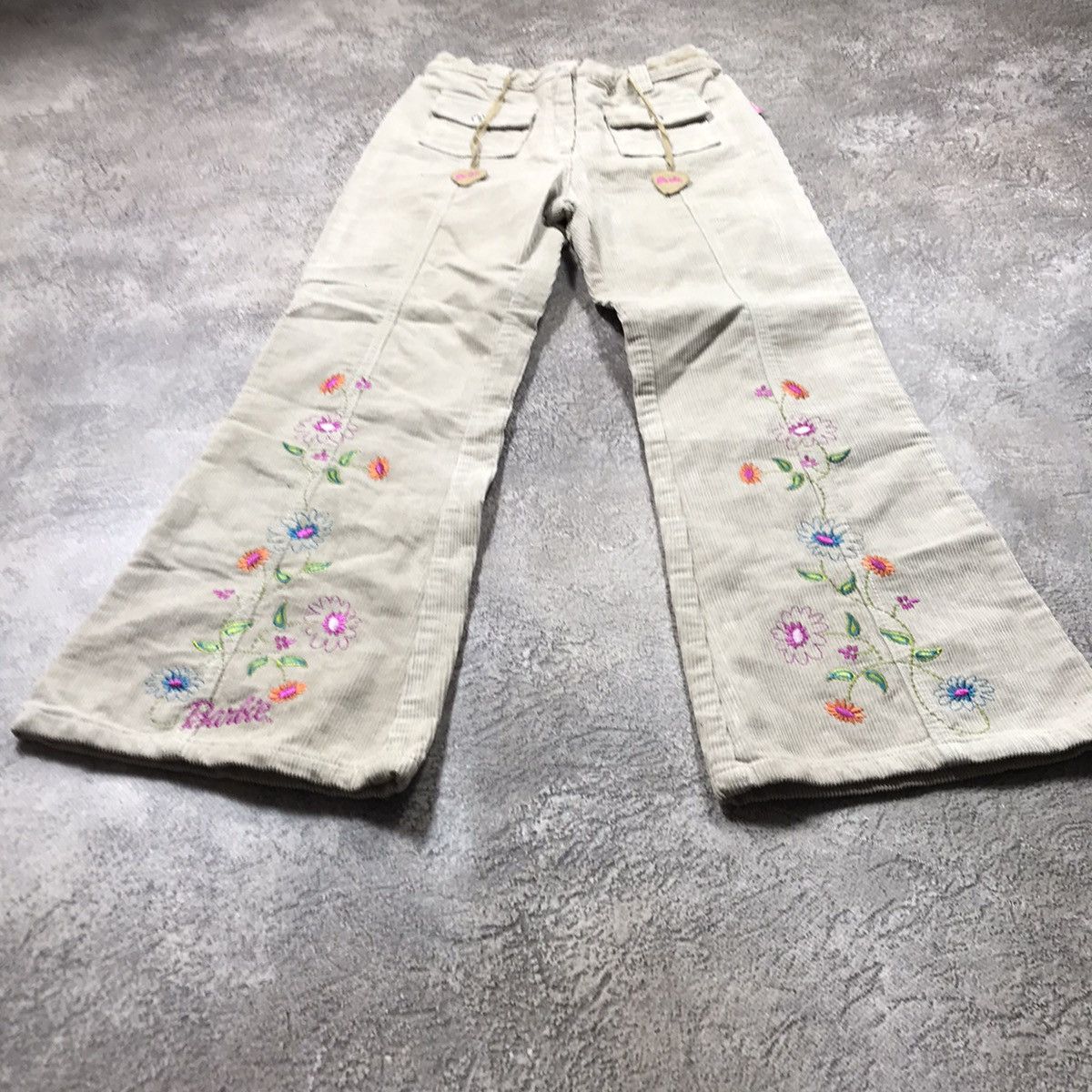 Vintage Vintage 90s Floral Embroidered Baggy Pants Y2K Coquette 25 Size 25" / US 0 / IT 36 - 1 Thumbnail