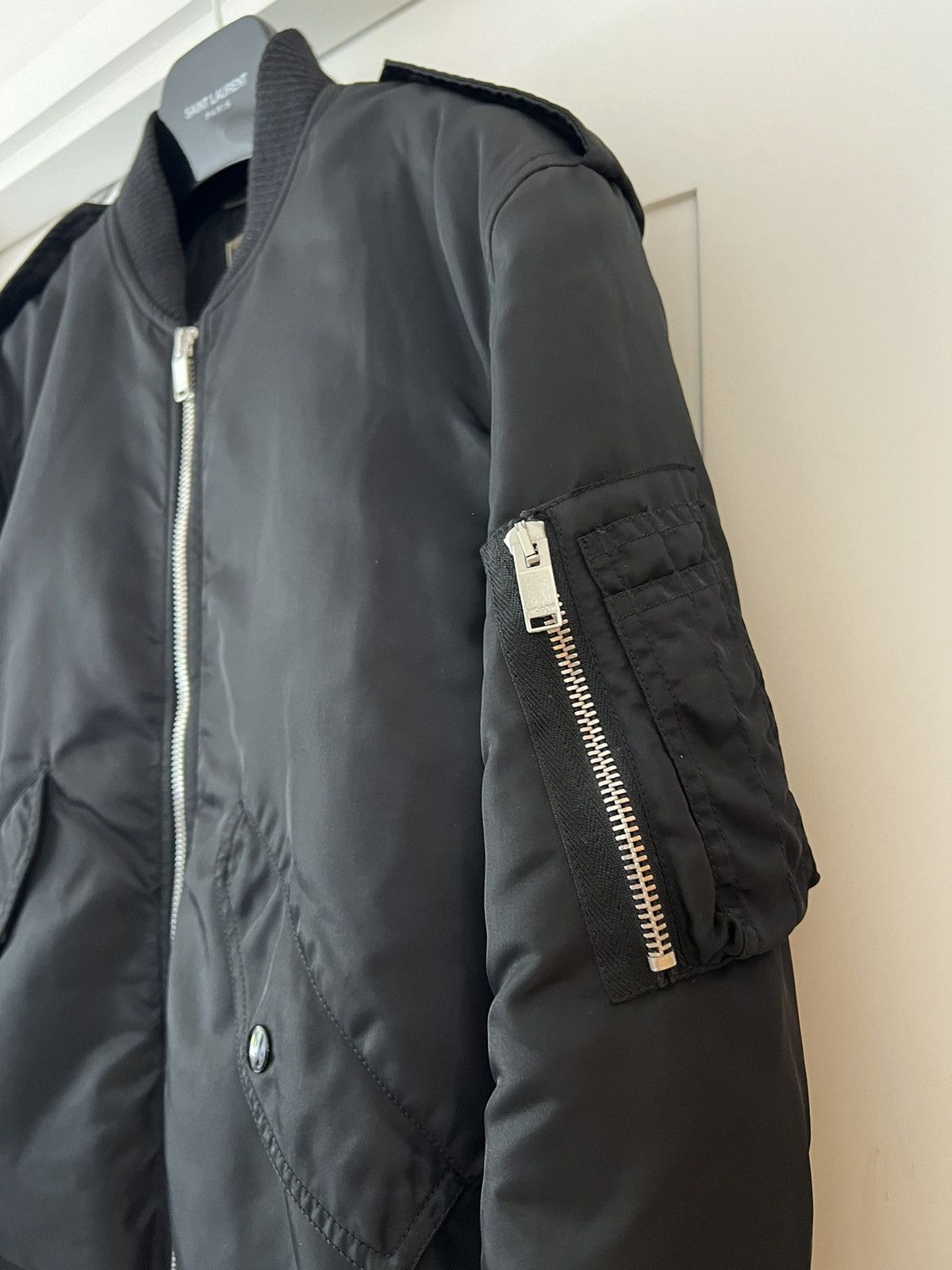 Hedi Slimane × Saint Laurent Paris 15FW Black Nylon MA-1 Bomber Jacket sz44 Size US S / EU 44-46 / 1 - 4 Thumbnail
