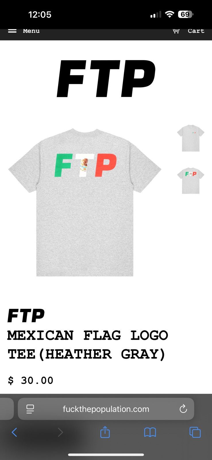 Fuck The Population FTP Mexico logo Grey Size L Size US L / EU 52-54 / 3 - 2 Thumbnail