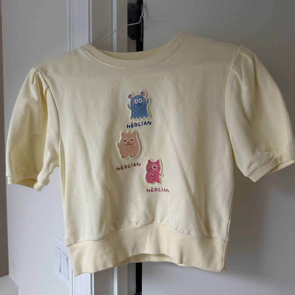 Zara Cream Butter Yellow Little Monster Tshirt Size S / US 4 / IT 40 - 6 Thumbnail