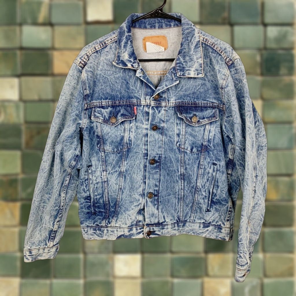 J Brand VINTAGE Raffle Denim Jacket Denim Trucker Medium Blue Men's Jacket 100% Cotton/Denim, 80s-90s Style Size US 31 - 1 Thumbnail