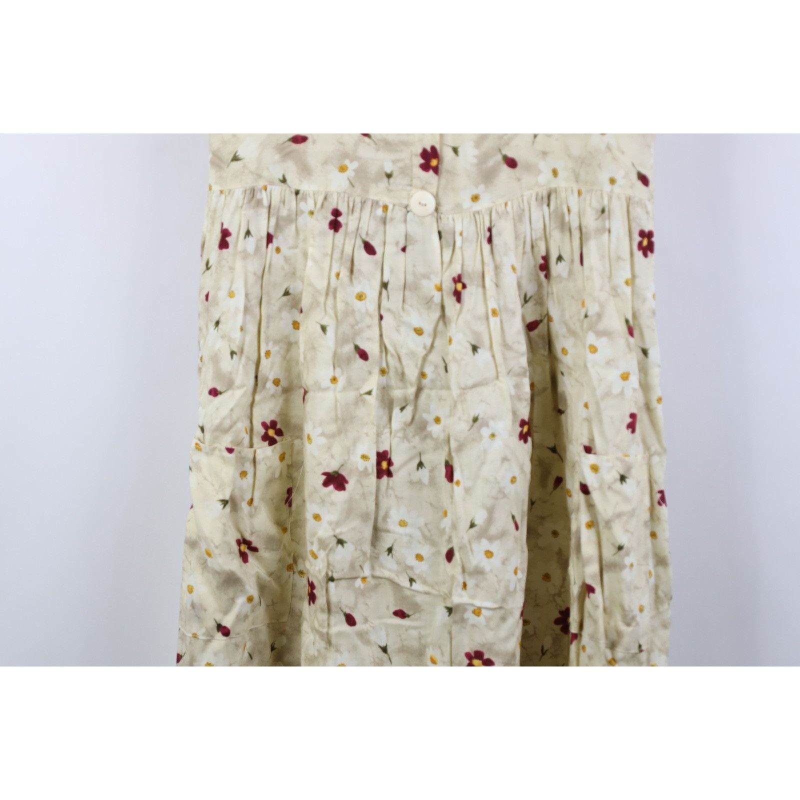 Vintage Vintage 90s Country Primitive Rayon Gabardine Flower Dress Size L / US 10 / IT 46 - 3 Thumbnail