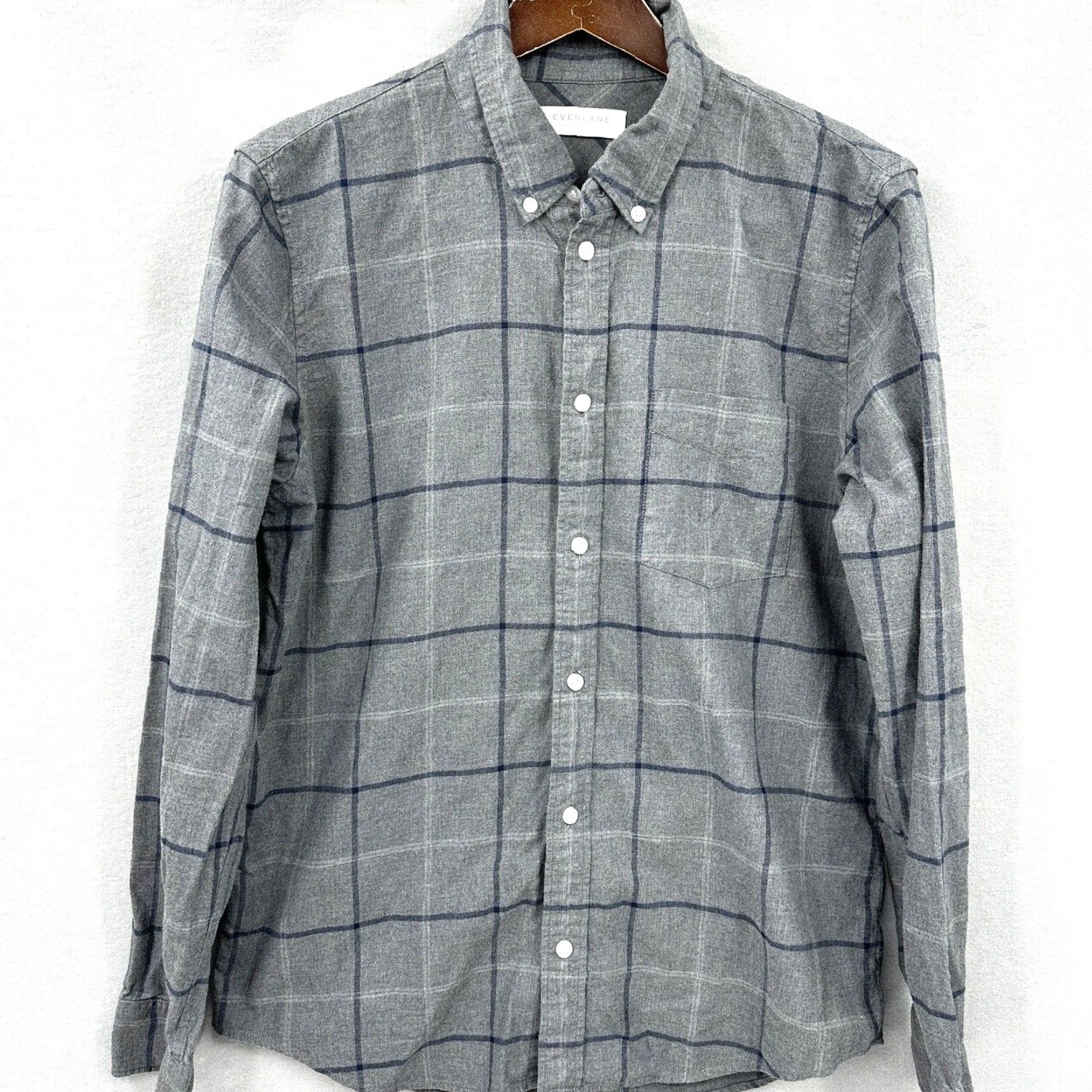 Everlane Everlane Shirt Women M Gray Flannel Button-Up Check Casual Pocket Preppy 90s Theme Mens Womens Girls Size M / US 6-8 / IT 42-44 - 2 Thumbnail