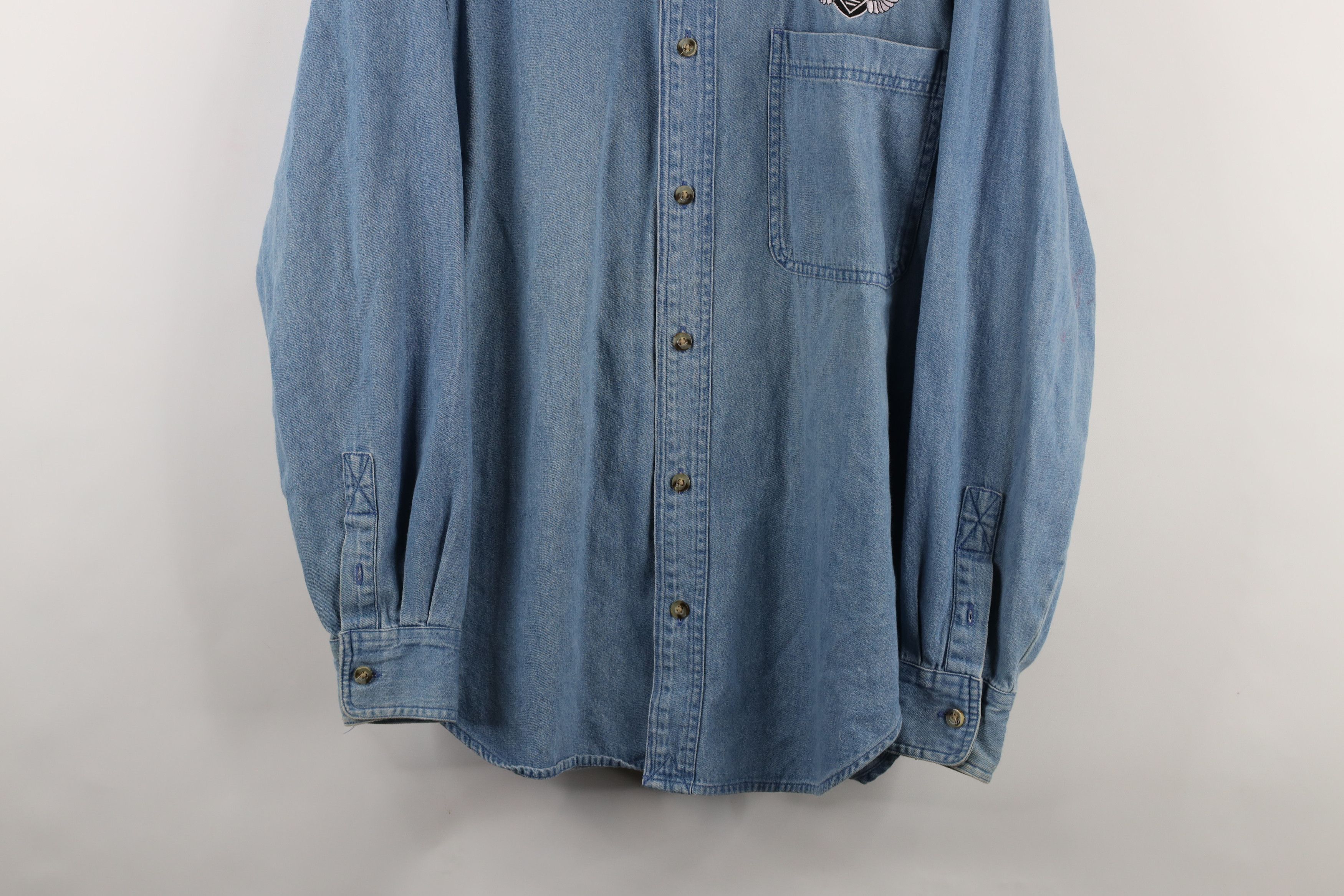 Vintage Vintage Y2K 2000 Eagle Lightning Denim Button Shirt Size US M / EU 48-50 / 2 - 3 Thumbnail