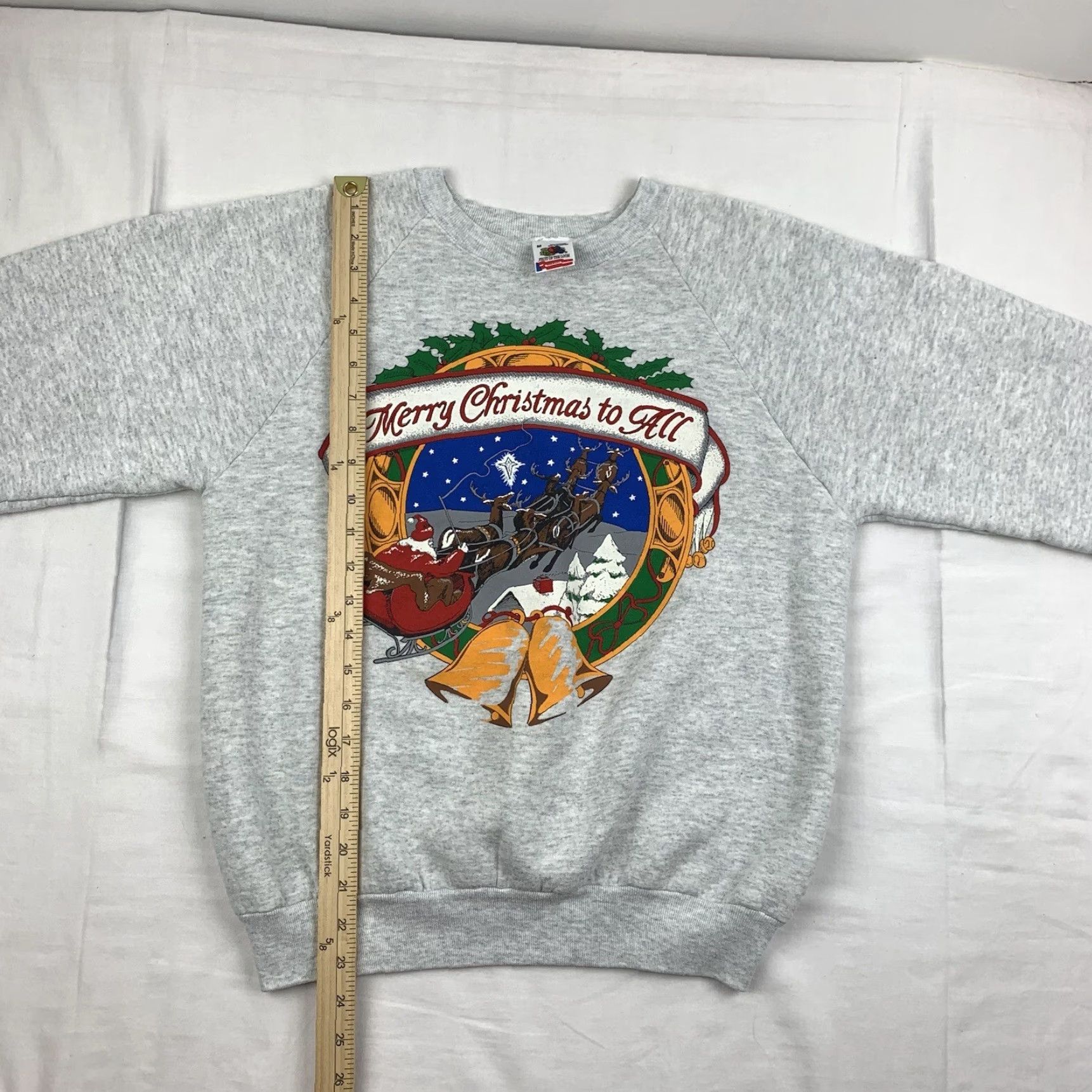 Fruit Of The Loom Vintage Christmas Sweatshirt Adult Medium Gray Merry Christmas To Yall Santa 90s Size US M / EU 48-50 / 2 - 4 Thumbnail