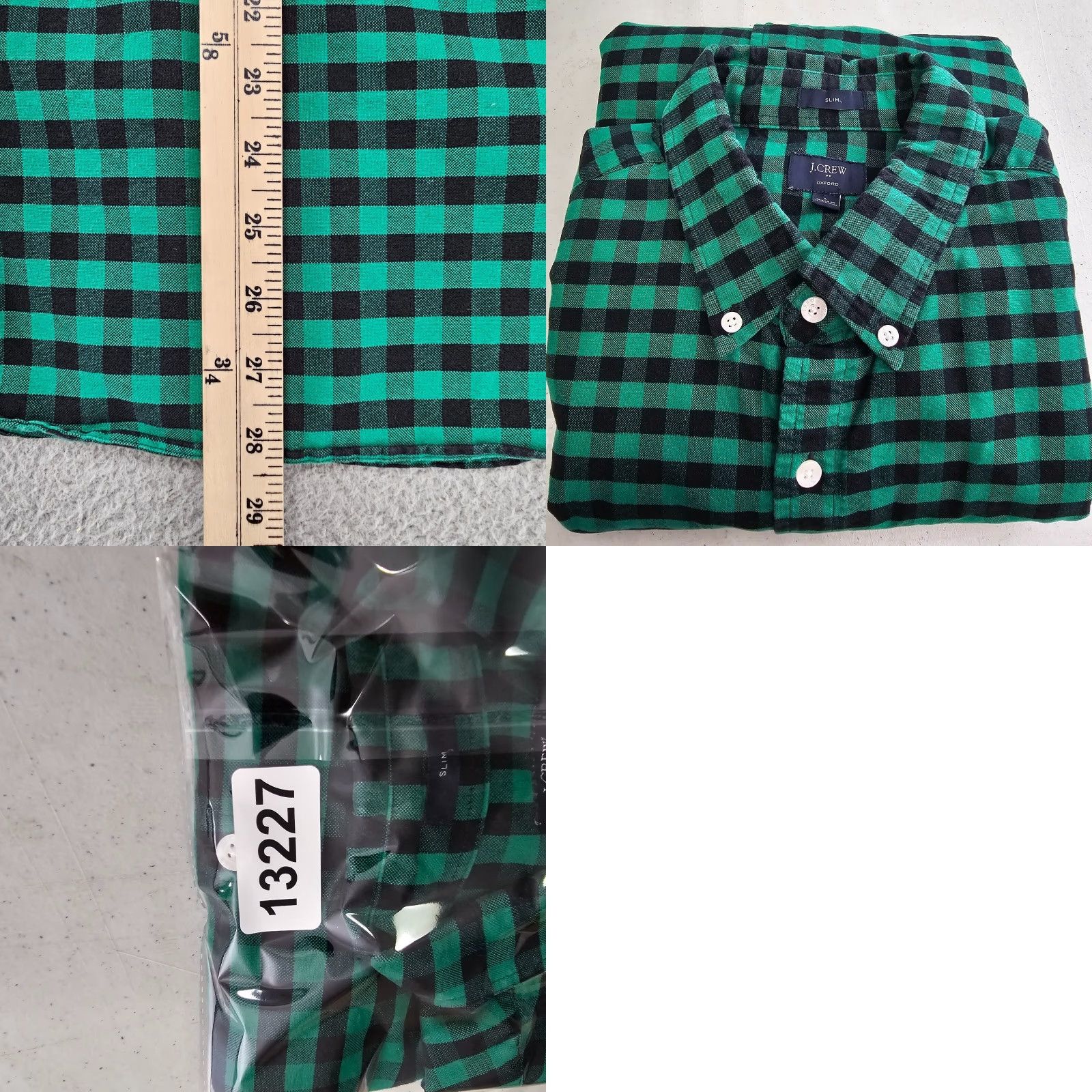 J.Crew J.CREW Shirt Mens L Green Plaid Slim Fit Button-Up Oxford Casual Preppy Shirt Size US L / EU 52-54 / 3 - 8 Thumbnail