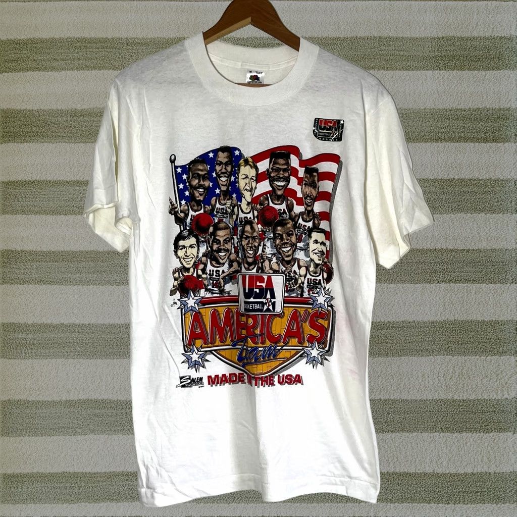 Vintage Salem T-Shirt Medium Usa Basketball America's Team 1992 Nwot Made In Usa Mens in White, Men's