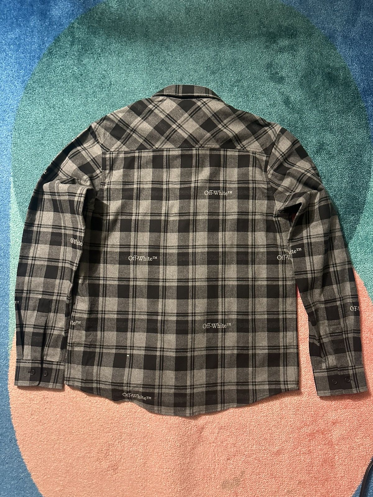 Off-White Off White Logo Embroidered Check Cotton Shirt Flannel Size US S / EU 44-46 / 1 - 5 Thumbnail