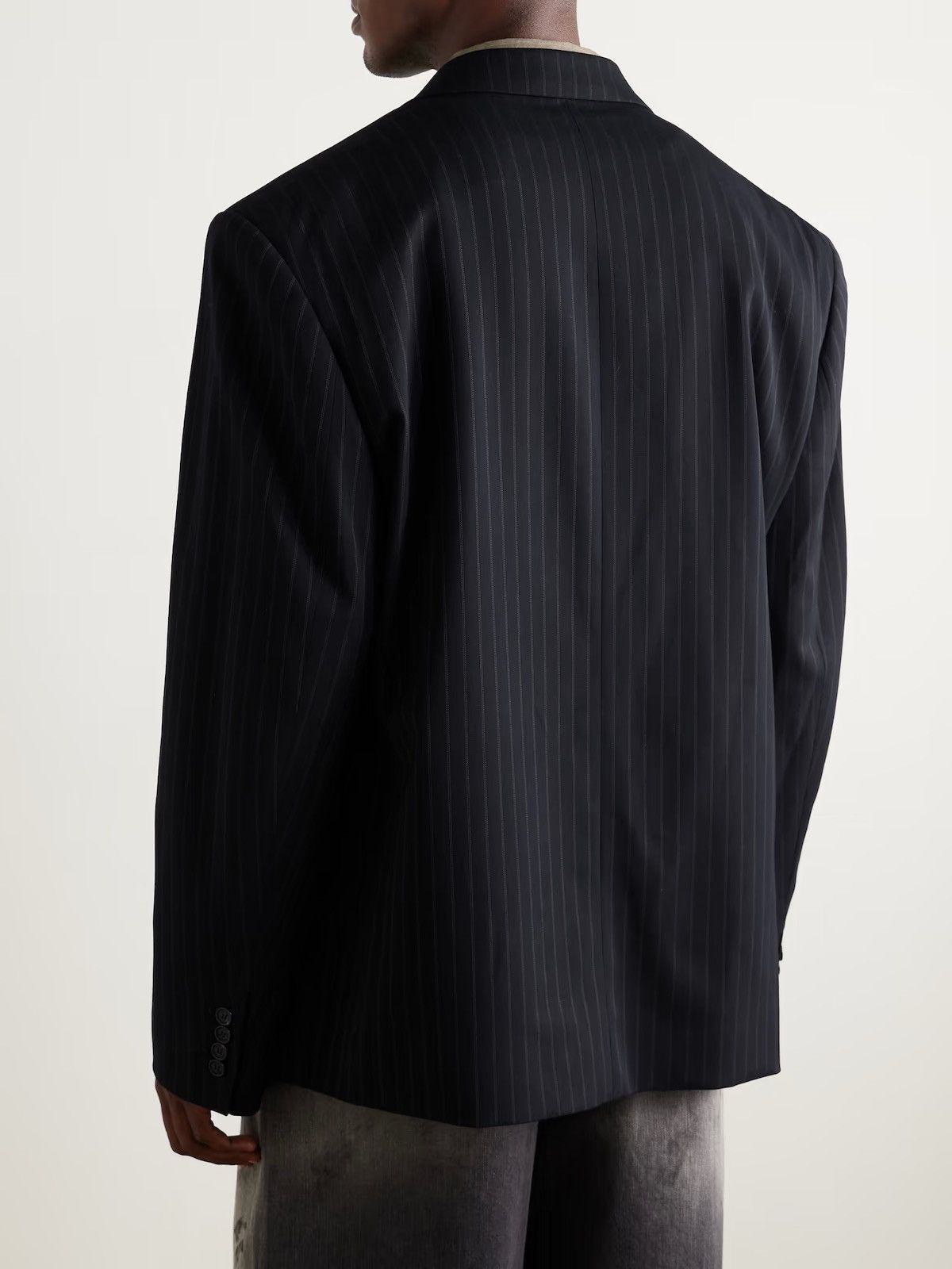 Acne Studios Acne Studios Navy Grey Pinstripe Twill Blazer Size 44R - 3 Thumbnail