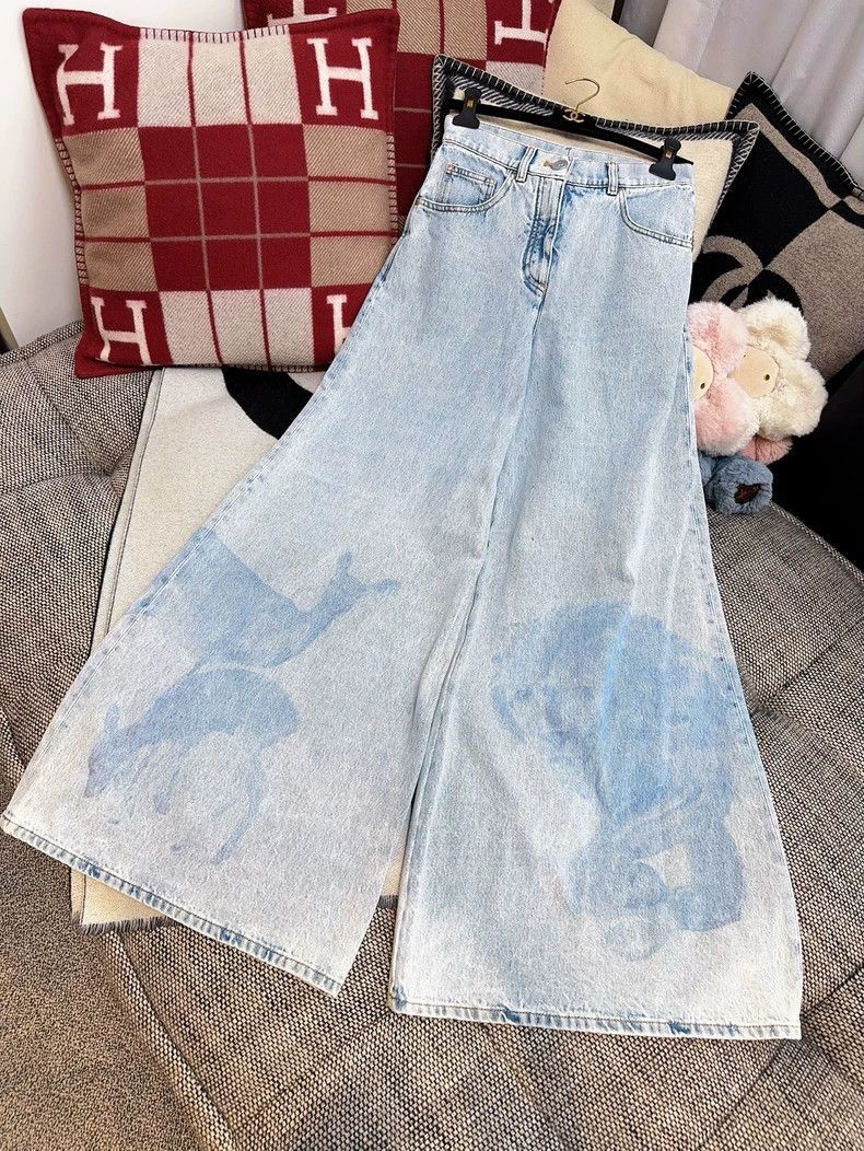 Chanel Chanel 22P Deer Print Light Blue Jeans Size 35" - 3 Thumbnail