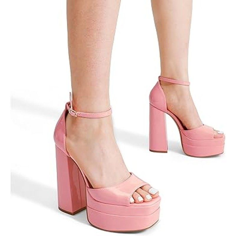 Other Dream Pairs 8.5 Bubble Gum Pink Open Toe Platform Heels Size US 8.5 / IT 38.5 - 5 Thumbnail