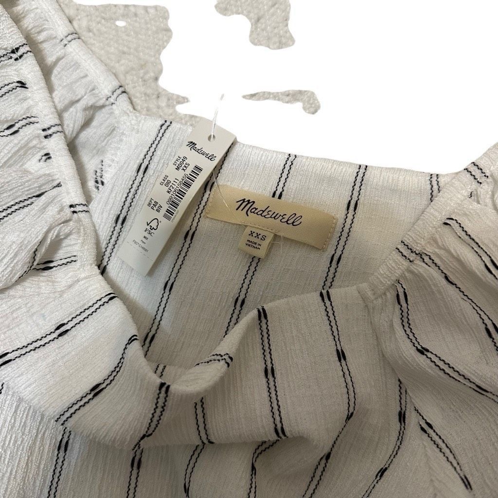 Madewell Madewell NWT XXS Babydoll Puffed Sleeve White Black Feminine Casual Size XXS / US 00 / IT 34 - 3 Thumbnail