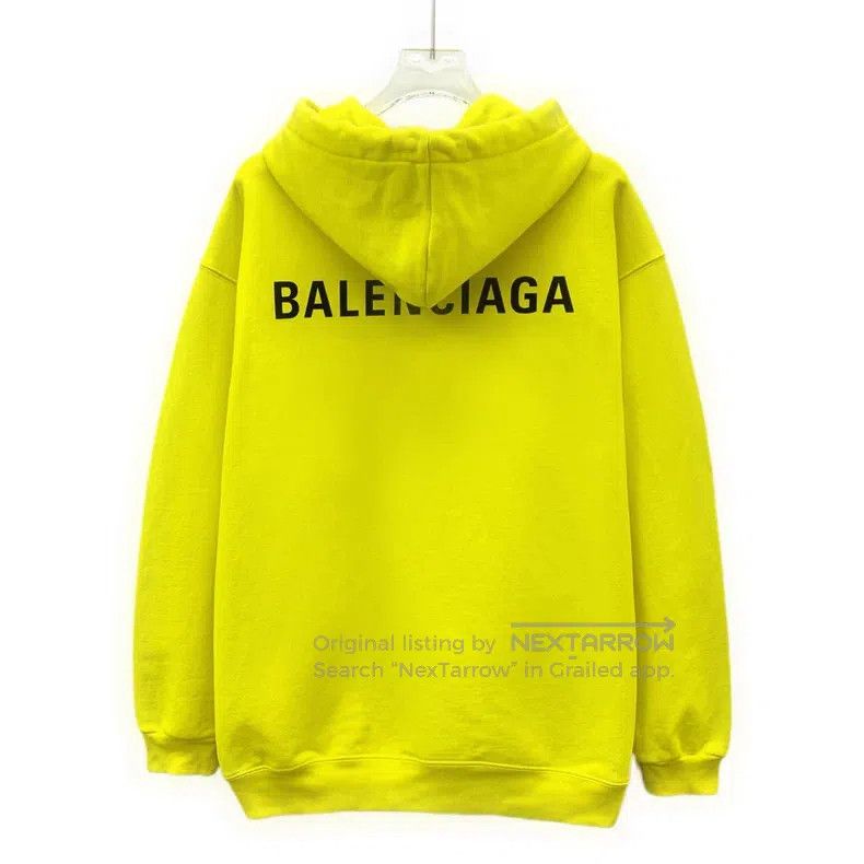 Balenciaga Balenciaga Yellow logo lettering print cotton hooded draws Size US XXS / EU 40 - 2 Thumbnail