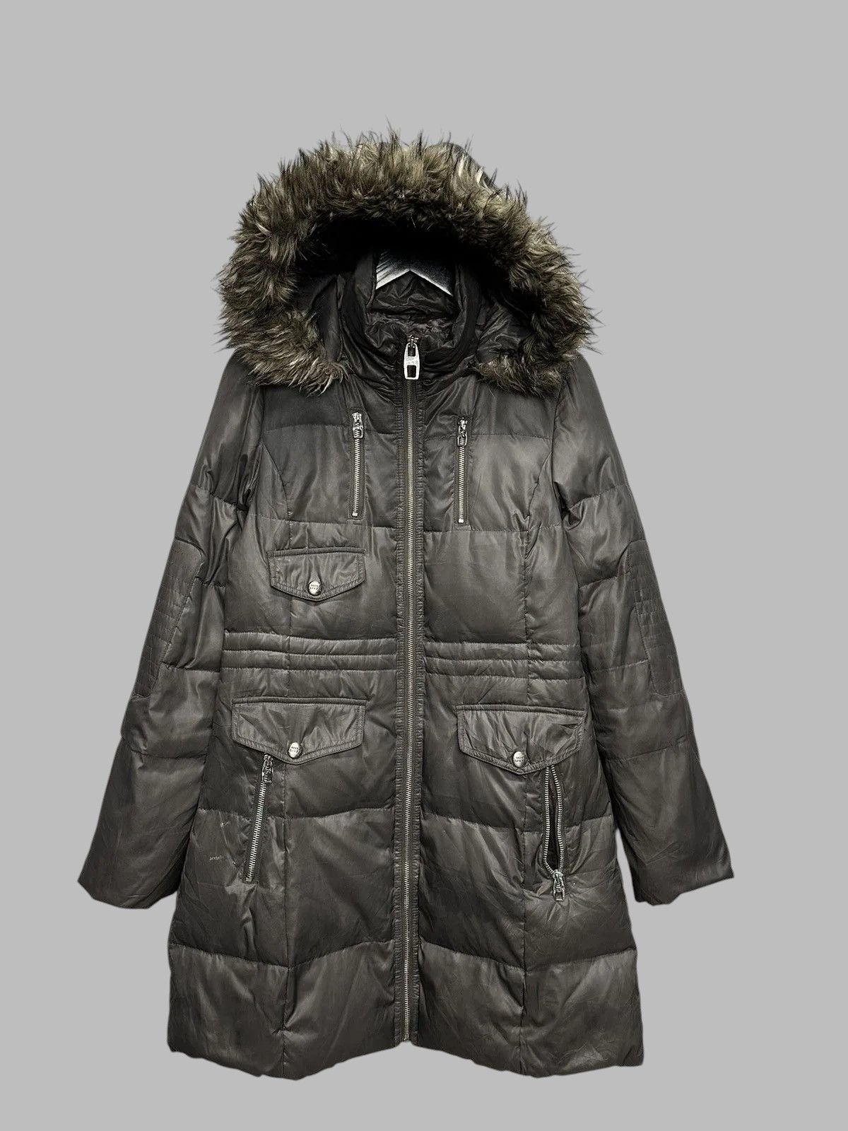 Hysteric Glamour Jacket Grey Vintage Miss Sixty Militare Fur Hood Y2K Style Size S / US 4 / IT 40 - 1 Thumbnail