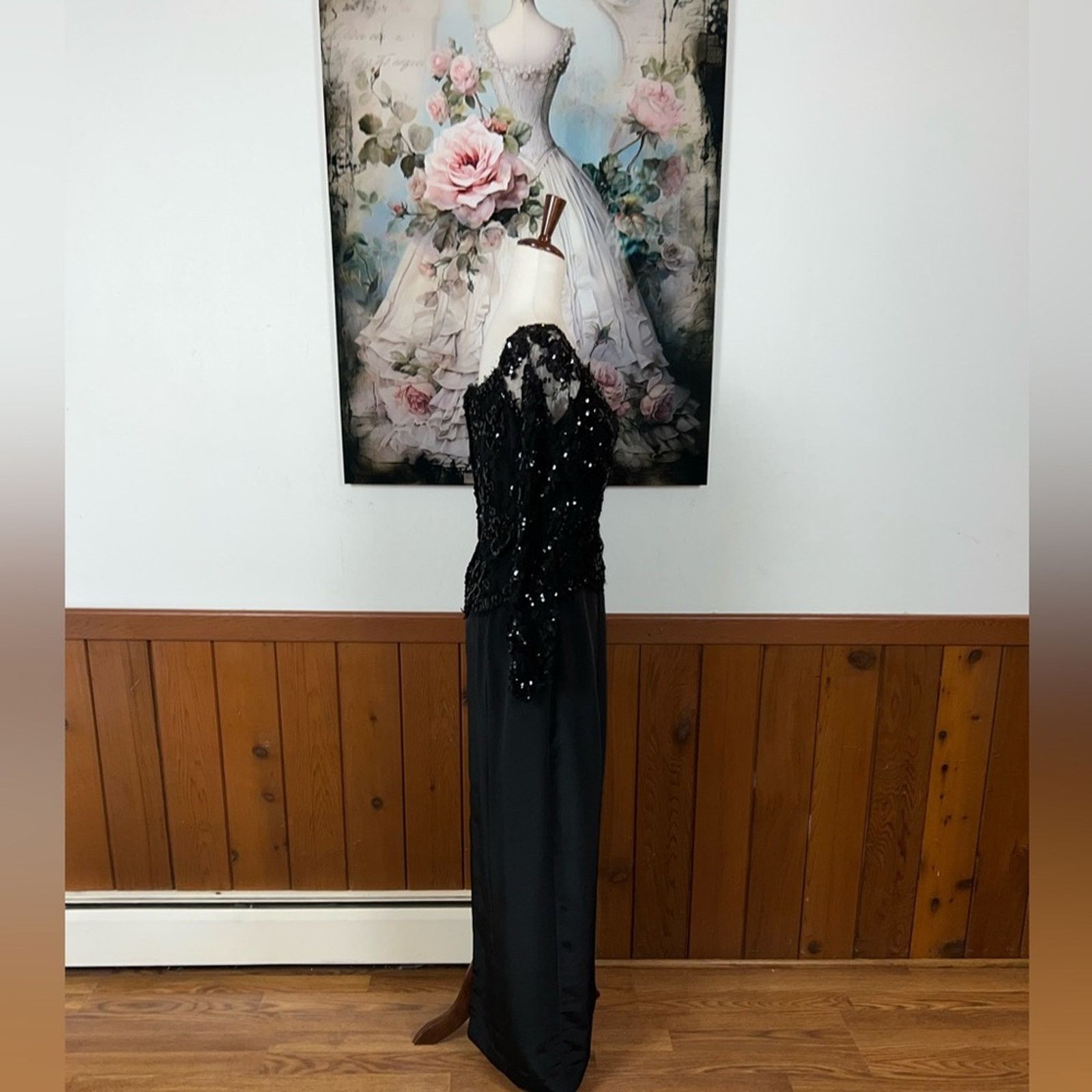 Vintage Vintage 90s Eve of Milady Black Sequin Evening Gown! Size XL / US 12-14 / IT 48-50 - 4 Thumbnail