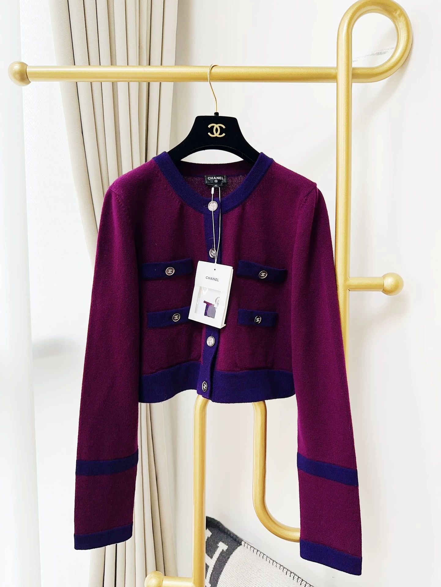 Chanel Chanel 23B Purple Blue Trim Knit Cardigan - dmc Size US L / EU 52-54 / 3 - 1 Thumbnail