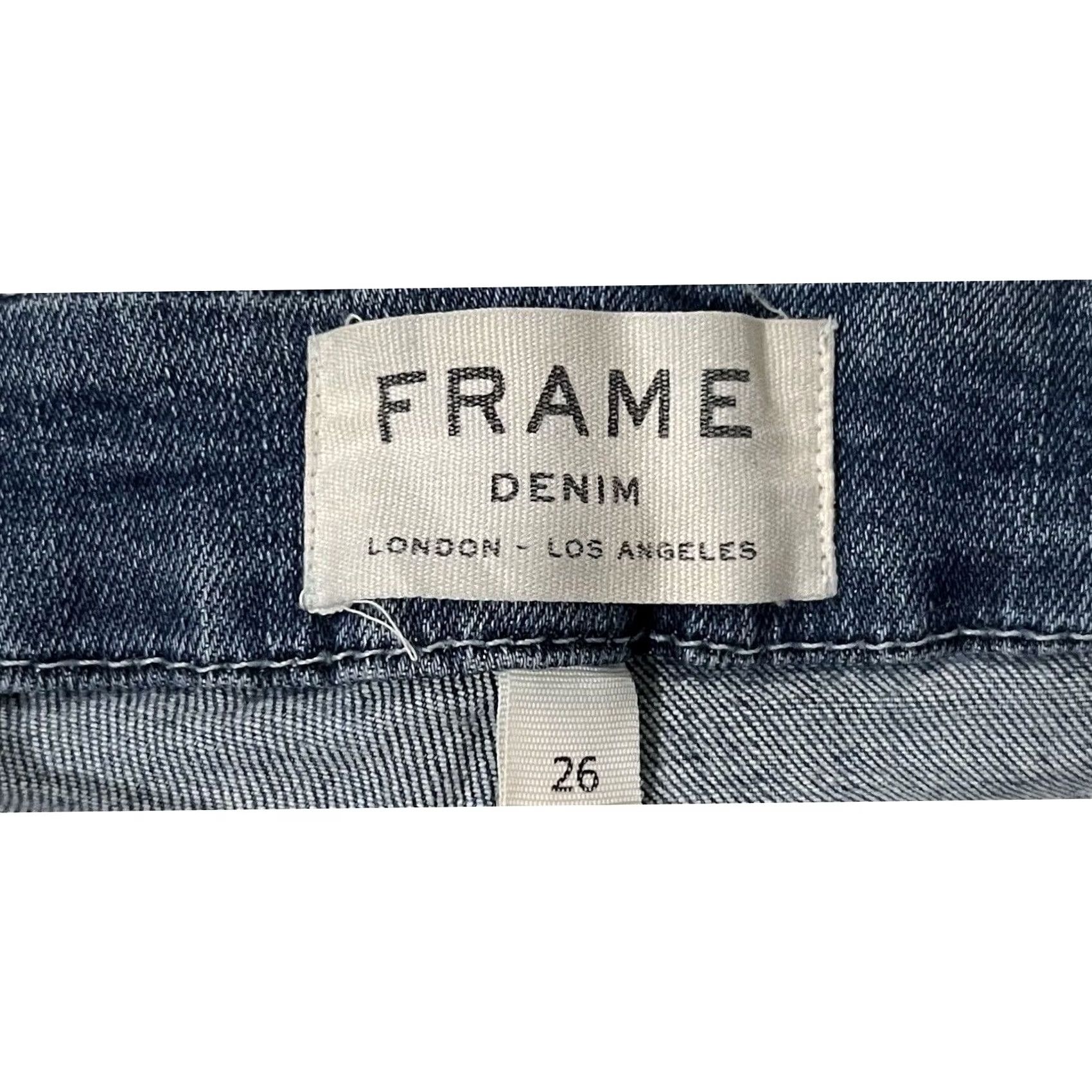 Frame FRAME Denim Le Crop Mini Boot Jeans Blue Raw Hem Stretch Women’s 26 Regular Inseam 26 Modern Vintage: No Size 26" / US 2 / IT 38 - 6 Thumbnail