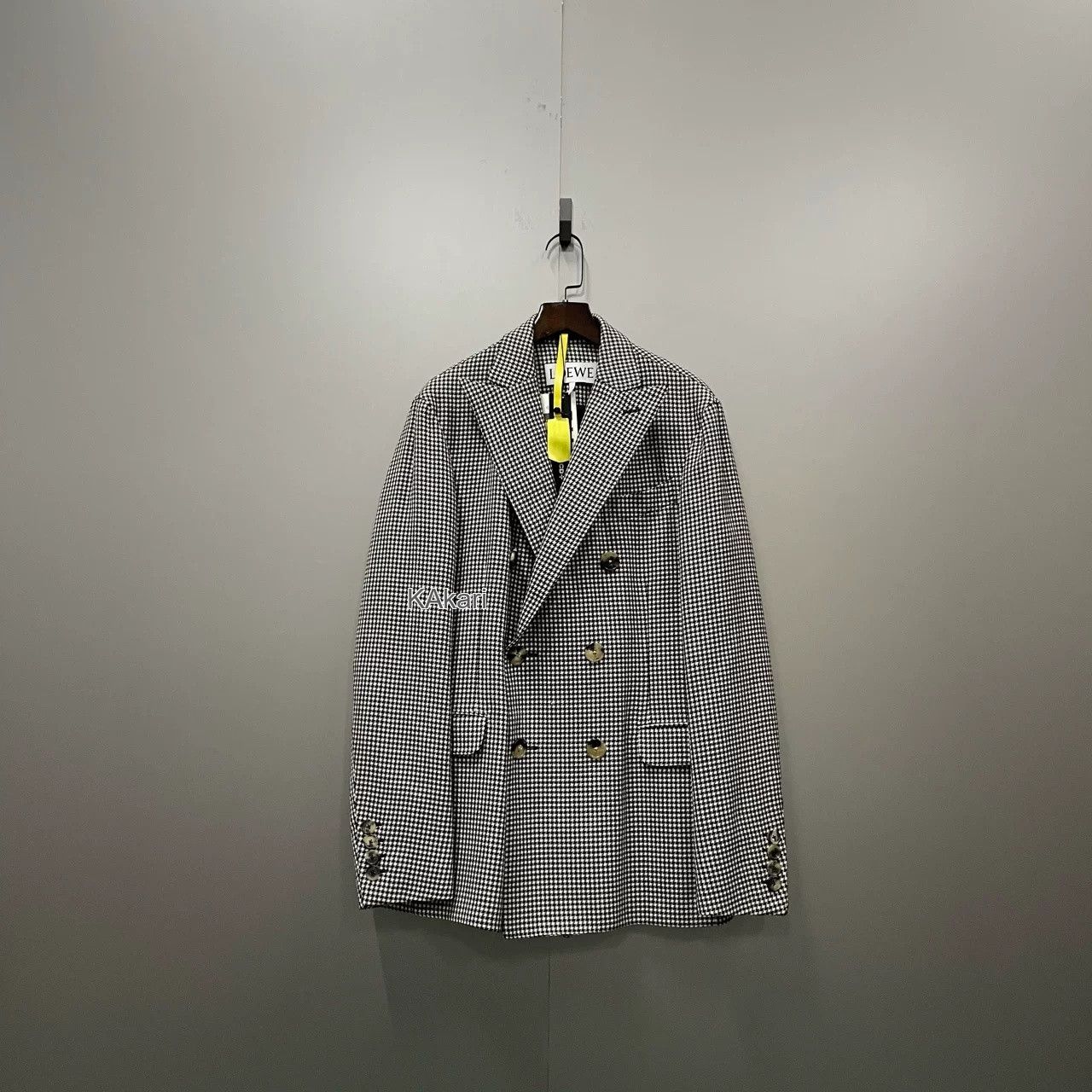 Loewe LOEWE Houndstooth Double-Breasted Coat Size US S / EU 44-46 / 1 - 1 Thumbnail