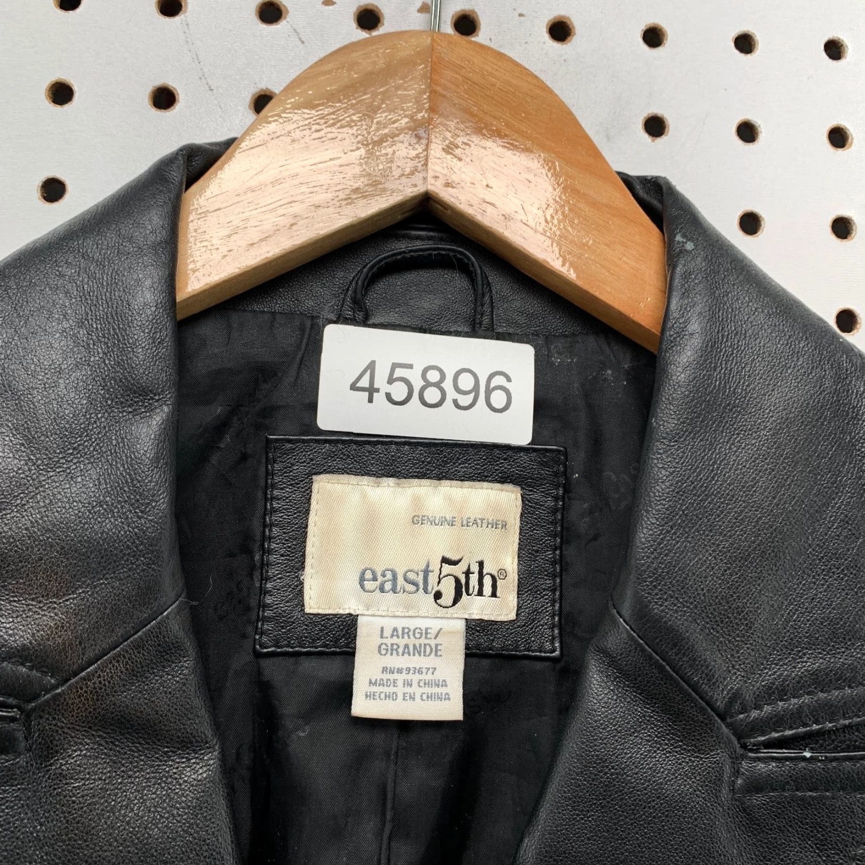 Vintage East 5th Leather Blazer Jacket Womens Large Black Button Business Collared Size L / US 10 / IT 46 - 3 Thumbnail