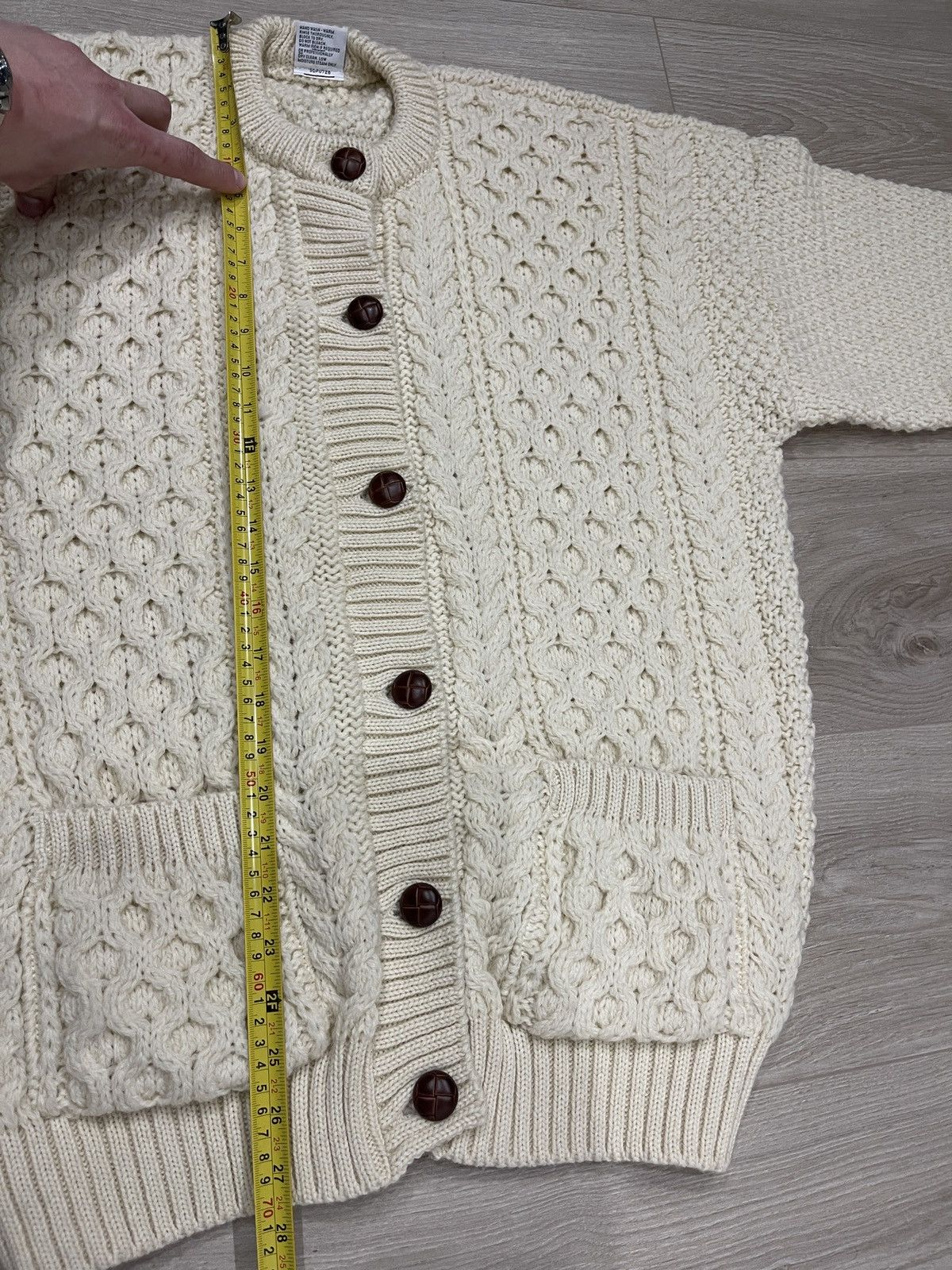 Vintage Vintage knitted cardigan beige wool unisex L Size XL / US 12-14 / IT 48-50 - 11 Thumbnail