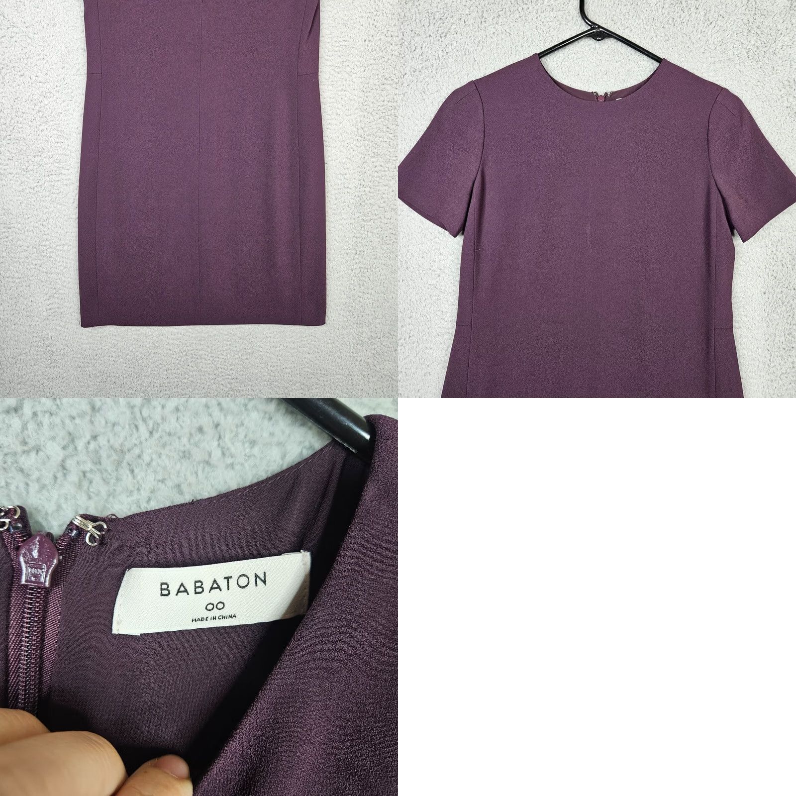 Vintage Babaton Women's Plum Purple Short Sleeve Zip Back Dress 00 Size Regular A-Line Size 24" / US 00 / IT 34 - 8 Thumbnail