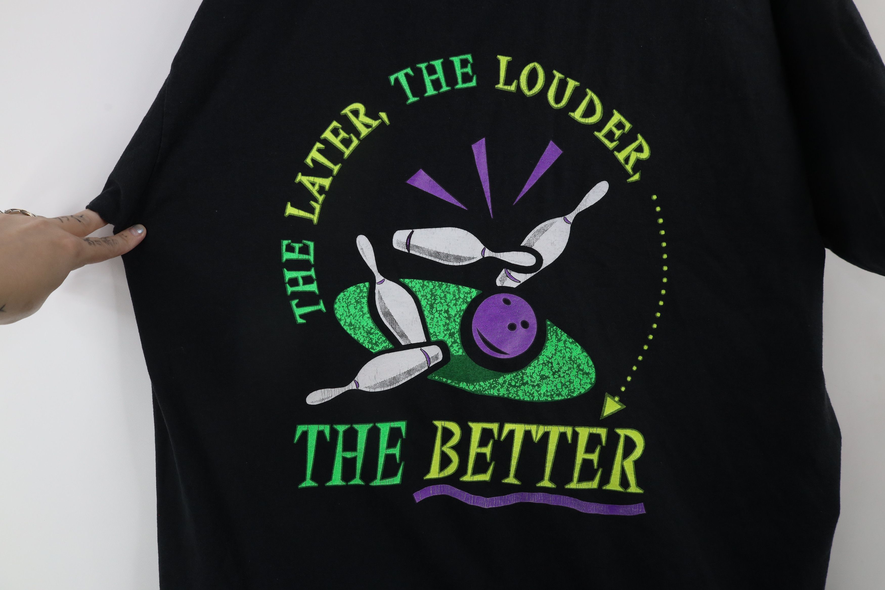 Vintage Vintage 90s Out Plaza Lanes Bowling Staff T-Shirt Black Size US XL / EU 56 / 4 - 5 Thumbnail