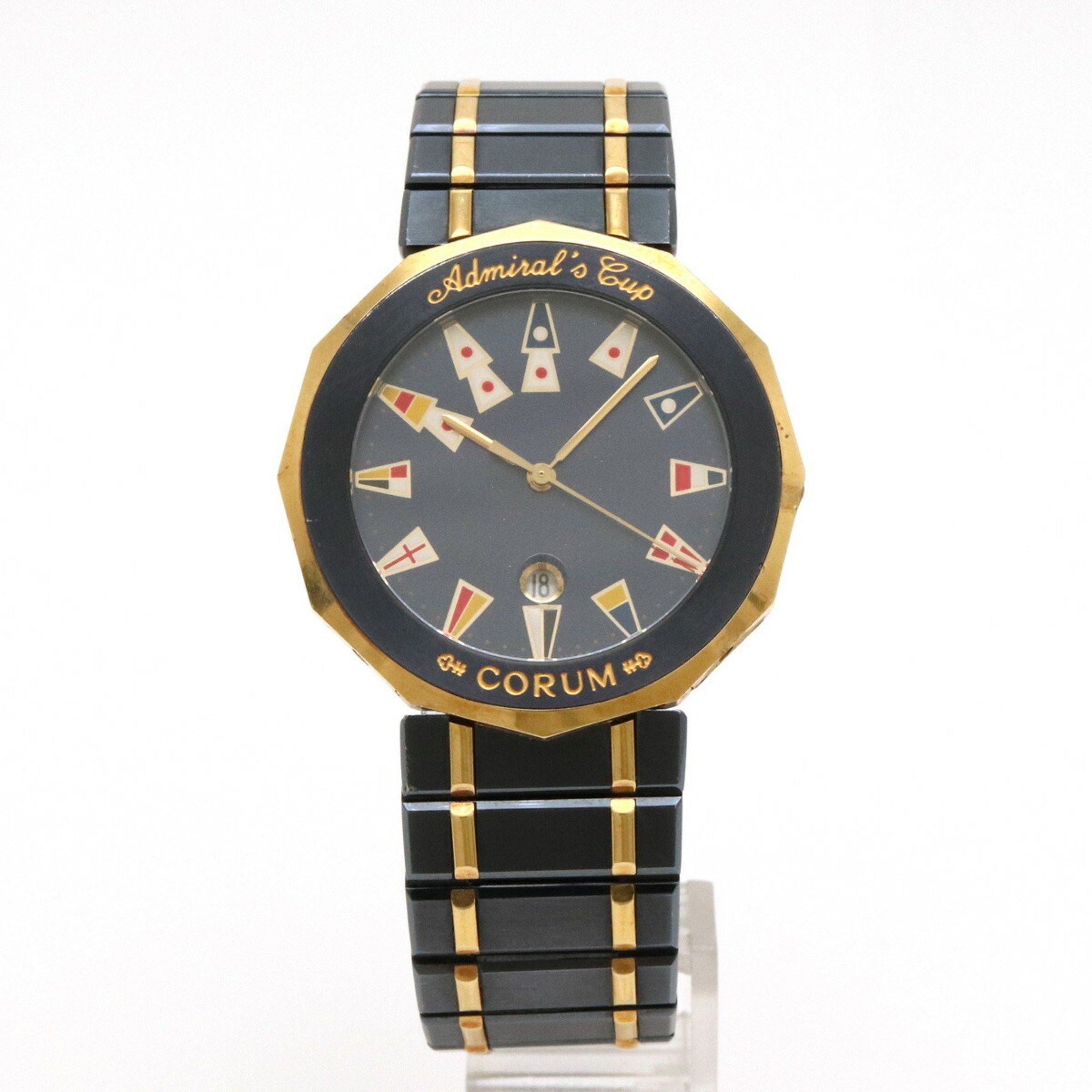 image of Corum Admiral's Cup Gun Blue Ss Date Ladies Quartz Watch 99.810.31 V-52, Women's