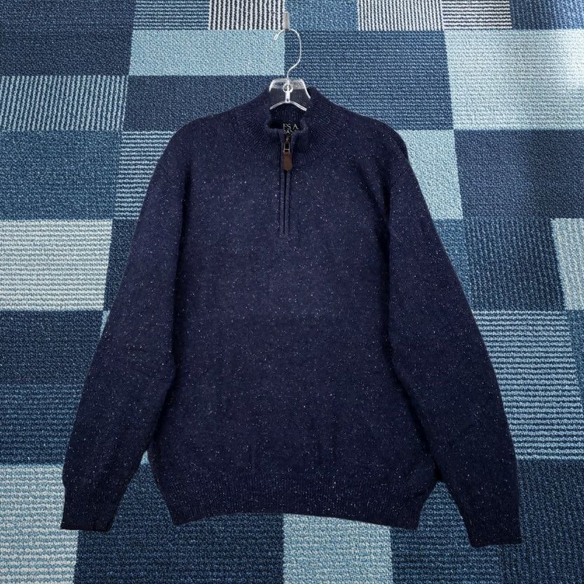 Jos. A. Bank Jos. A. Bank Sweater Mens Large Blue Lambswool 1/4 Zip Mock Neck Pullover Knit Size US L / EU 52-54 / 3 - 1 Thumbnail