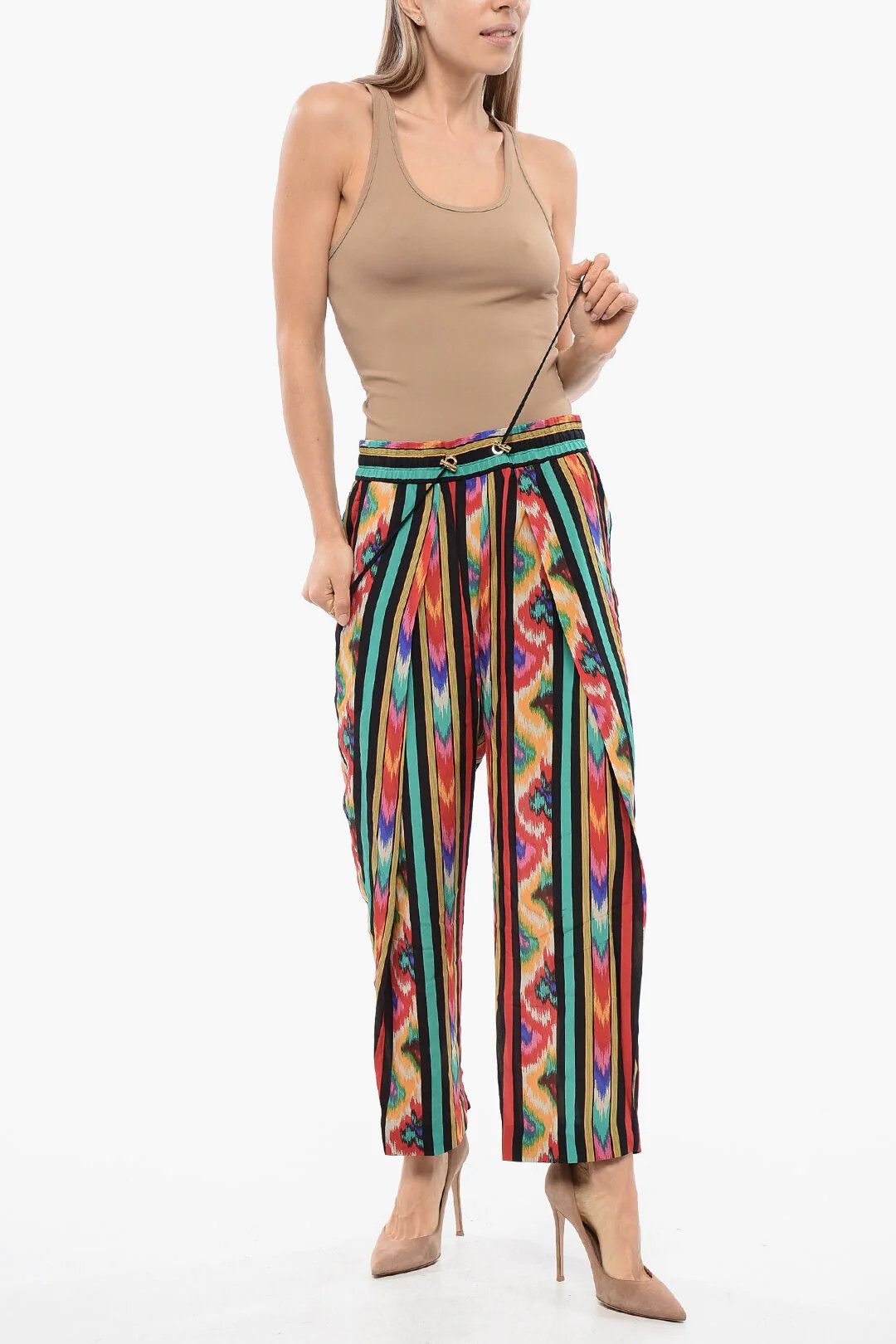 Balmain og1mm0326 Printed Silk Pant in Multicolor Size 28" / US 6 / IT 42 - 4 Thumbnail